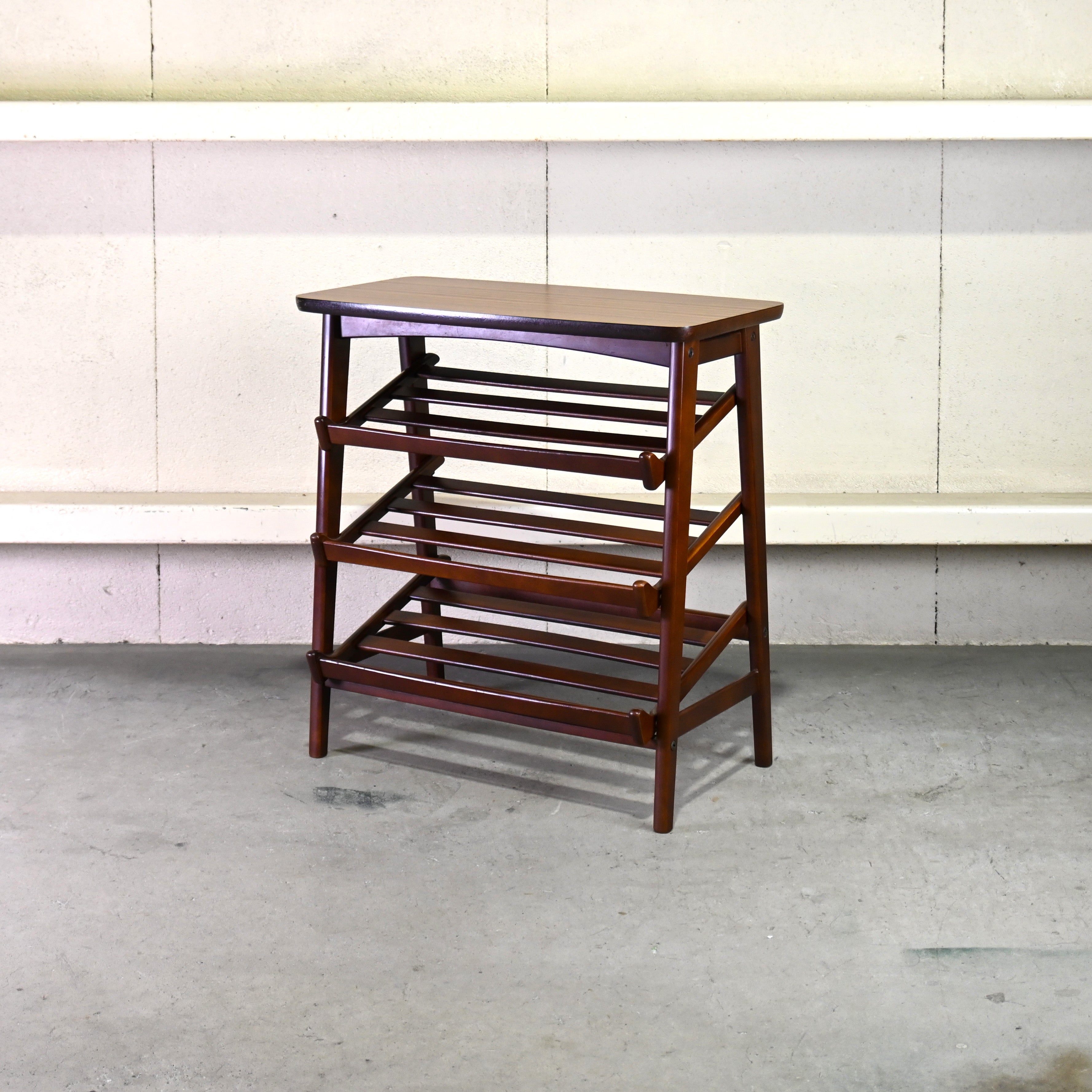 Old karimoku Slipper rack Rubbertree × Melamine Japanese modern Long life design / オールドカリモク スリッパラック ラバートリー材 × メラミン ジャパニーズモダン ロングライフデザイン