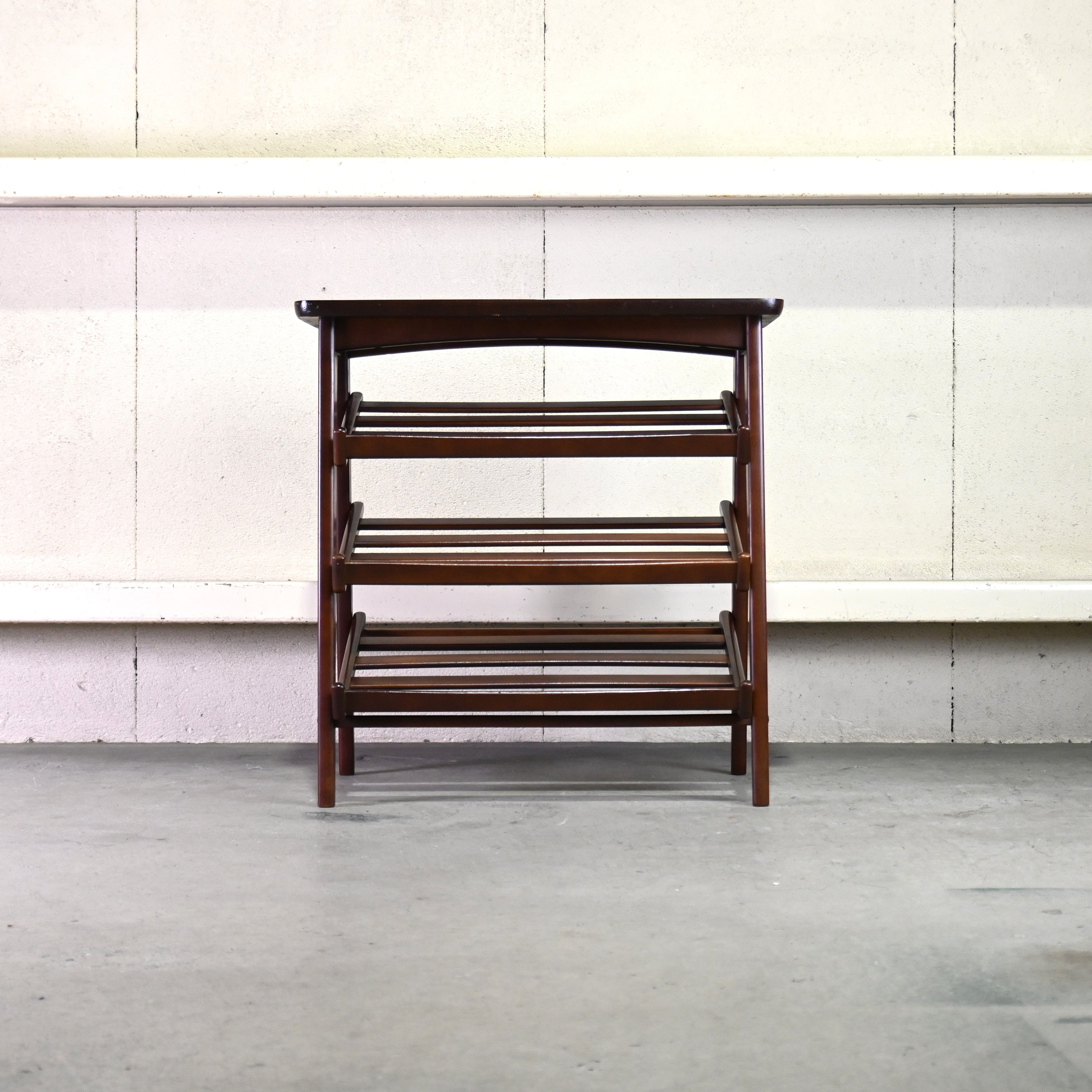 Old karimoku Slipper rack Rubbertree × Melamine Japanese modern Long life design / オールドカリモク スリッパラック ラバートリー材 × メラミン ジャパニーズモダン ロングライフデザイン