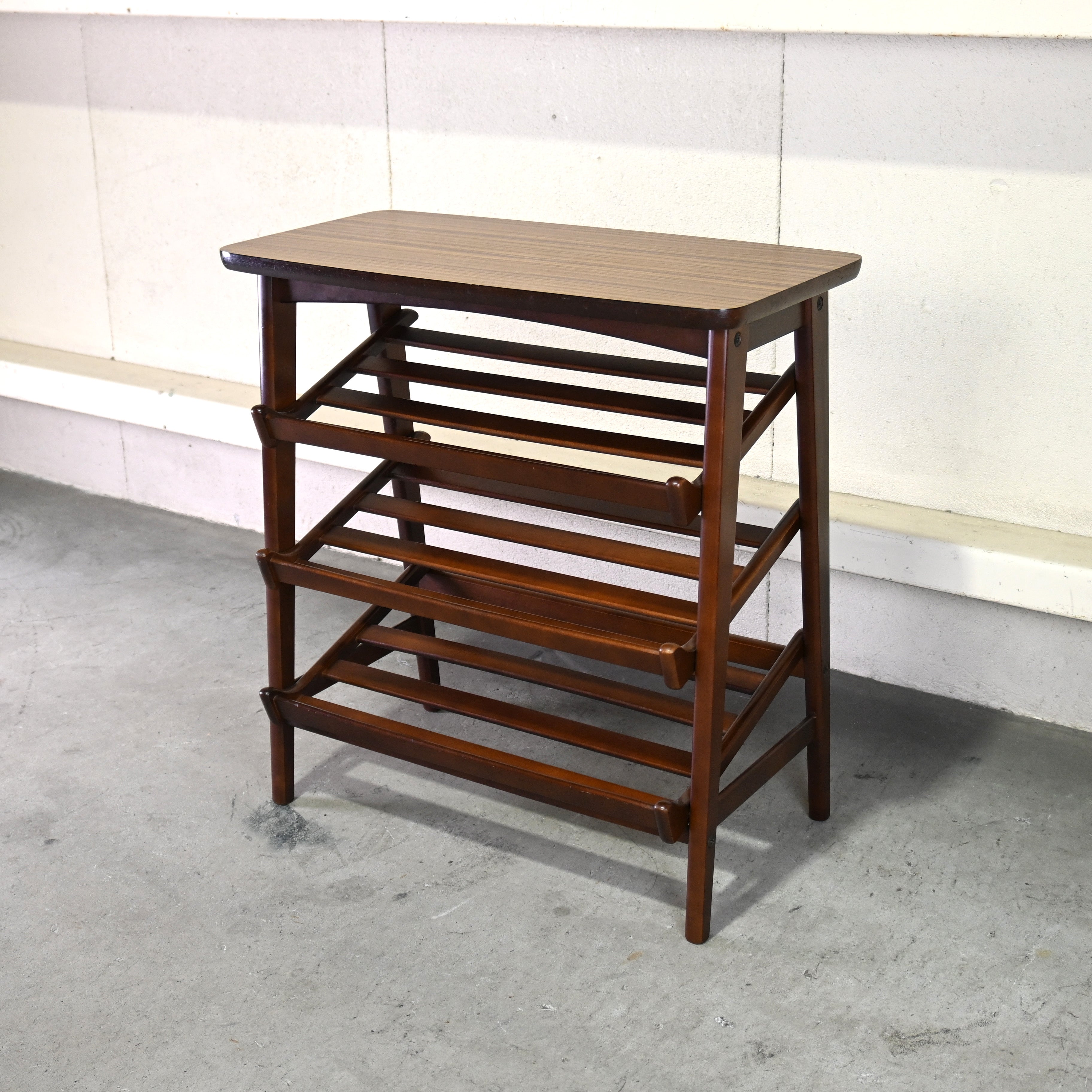 Old karimoku Slipper rack Rubbertree × Melamine Japanese modern Long life design / オールドカリモク スリッパラック ラバートリー材 × メラミン ジャパニーズモダン ロングライフデザイン