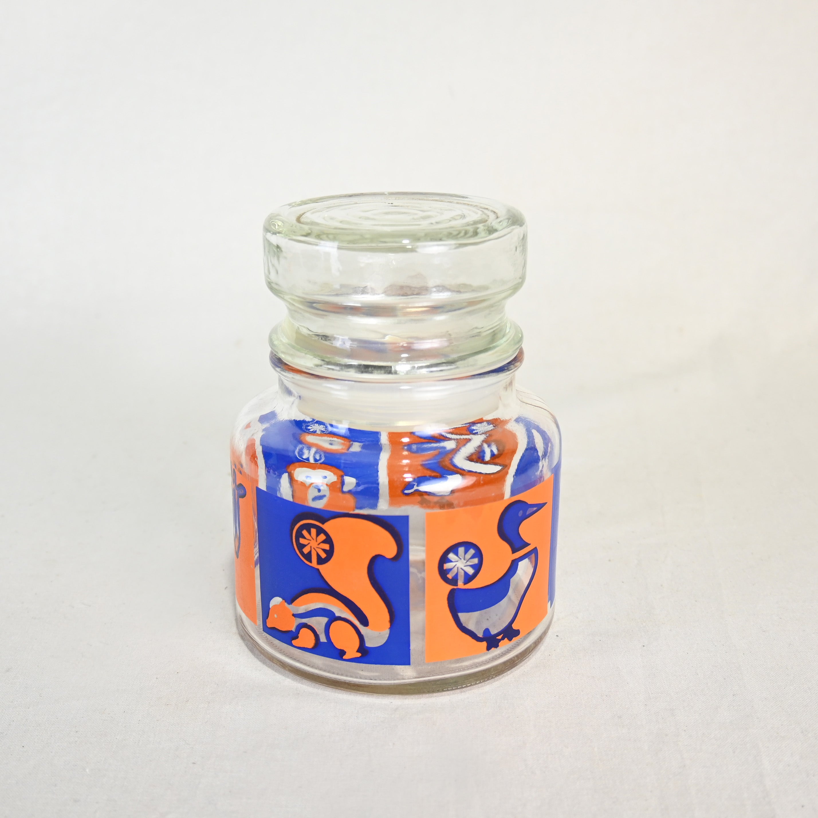 ADERIA Glass Candy pot jar Animal Japan Vintage / アデリア ガラス キャンディーポット ジャー 動物柄 昭和レトロ ヴィンテージ