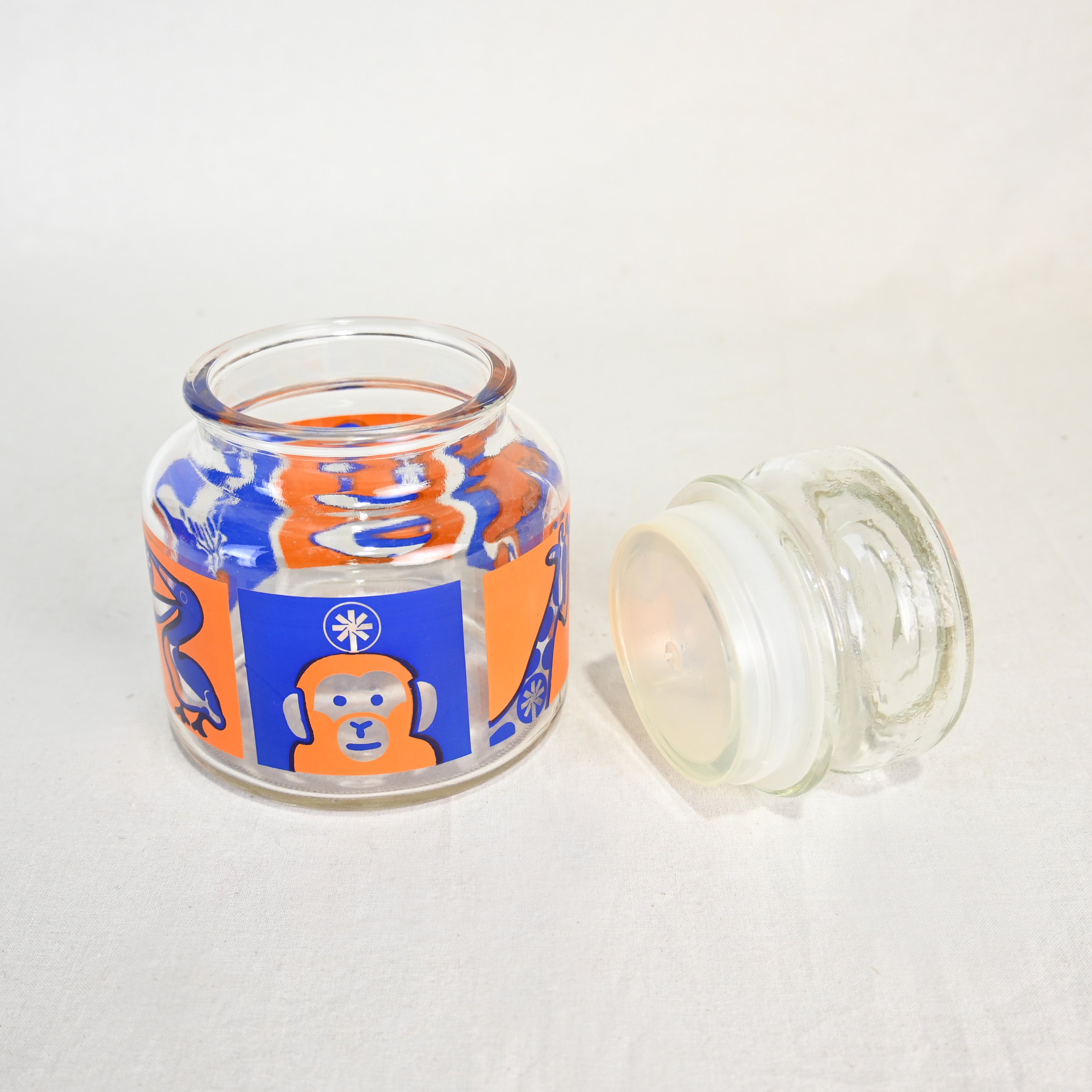 ADERIA Glass Candy pot jar Animal Japan Vintage / アデリア ガラス キャンディーポット ジャー 動物柄 昭和レトロ ヴィンテージ