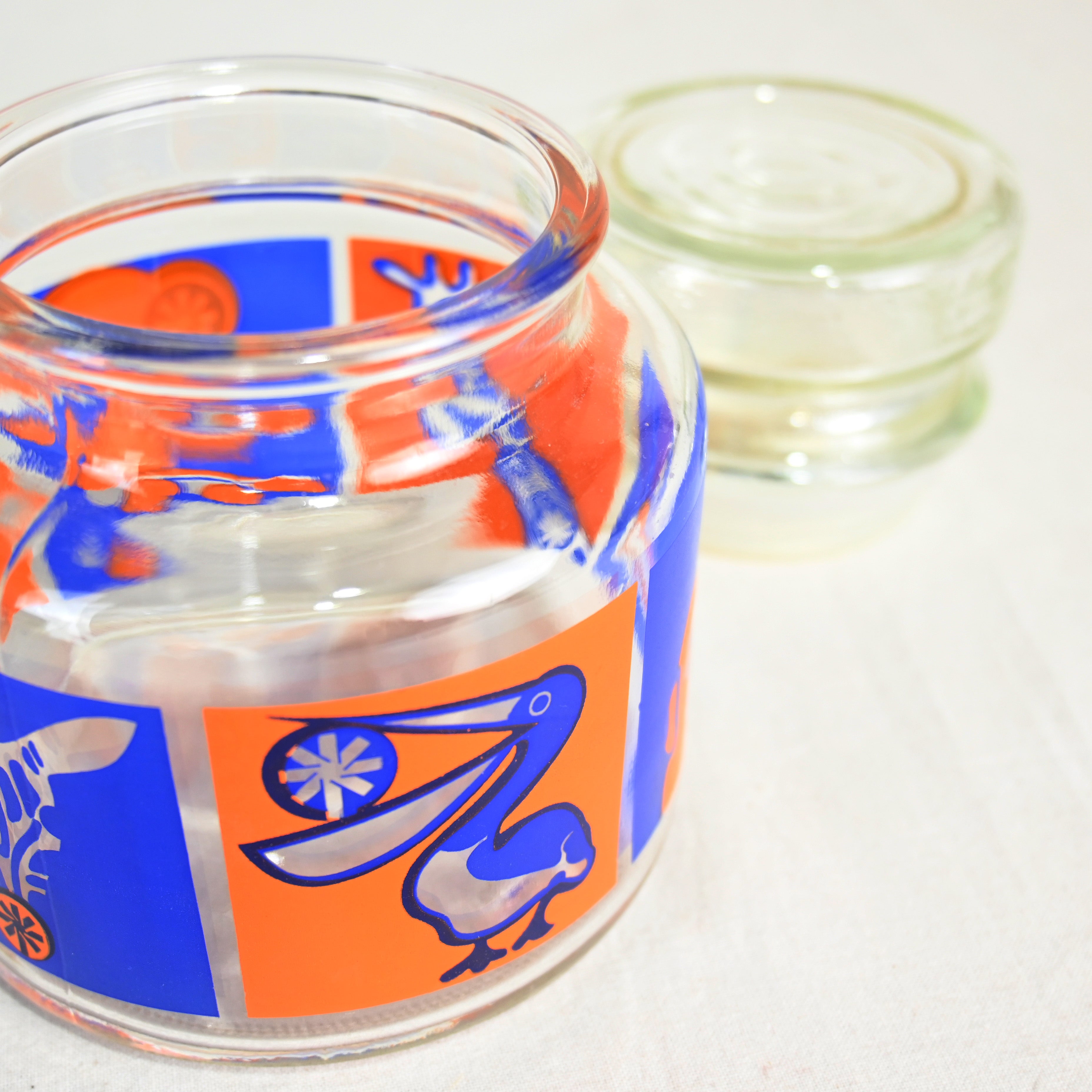 ADERIA Glass Candy pot jar Animal Japan Vintage / アデリア ガラス キャンディーポット ジャー 動物柄 昭和レトロ ヴィンテージ