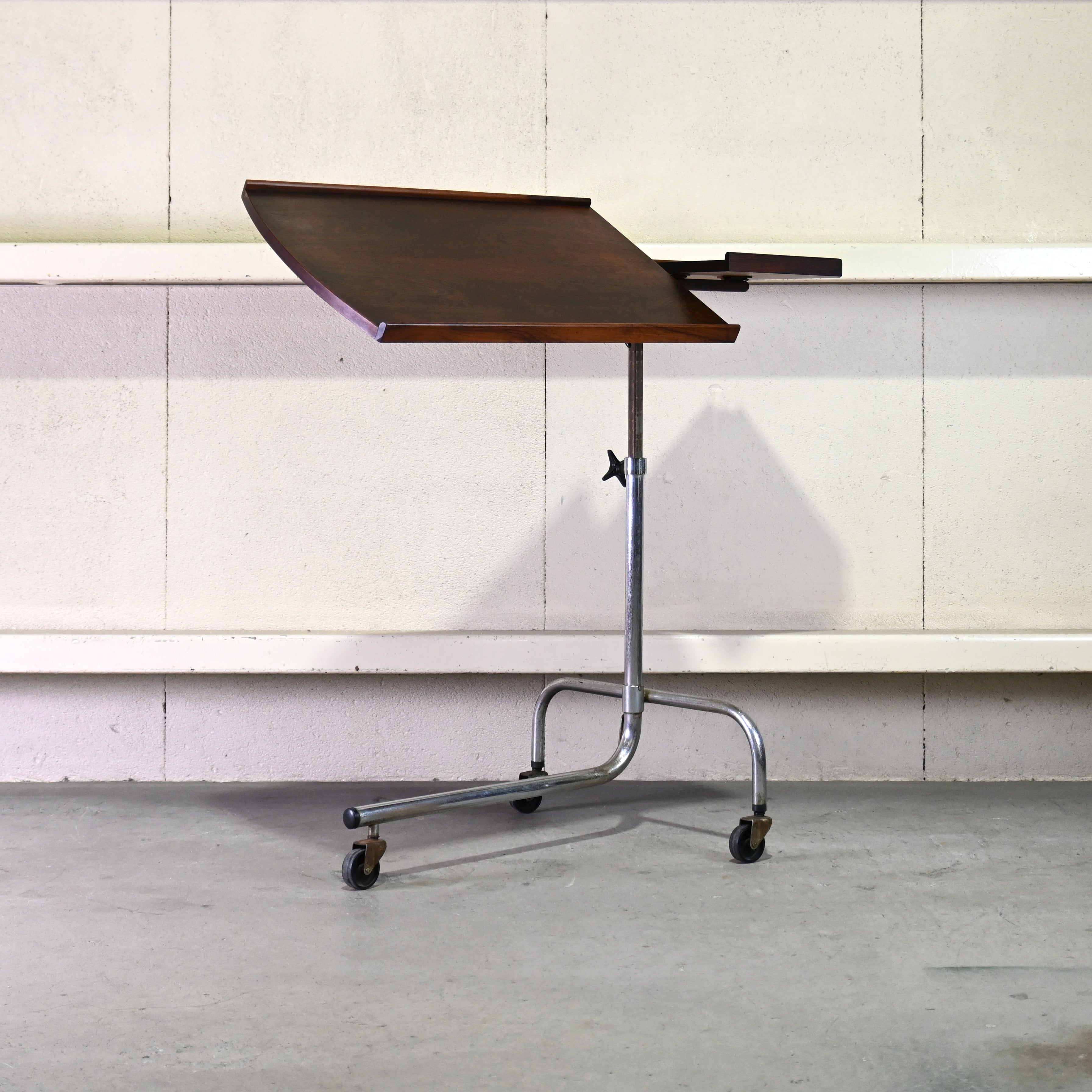 H.M.N Rosewood × Steel Adjustable reading table Danish vintage Scandinavian design / エイチエムエヌ ローズウッド × スチール アジャスタブル リーディングテーブル デンマークヴィンテージ 北欧デザイン