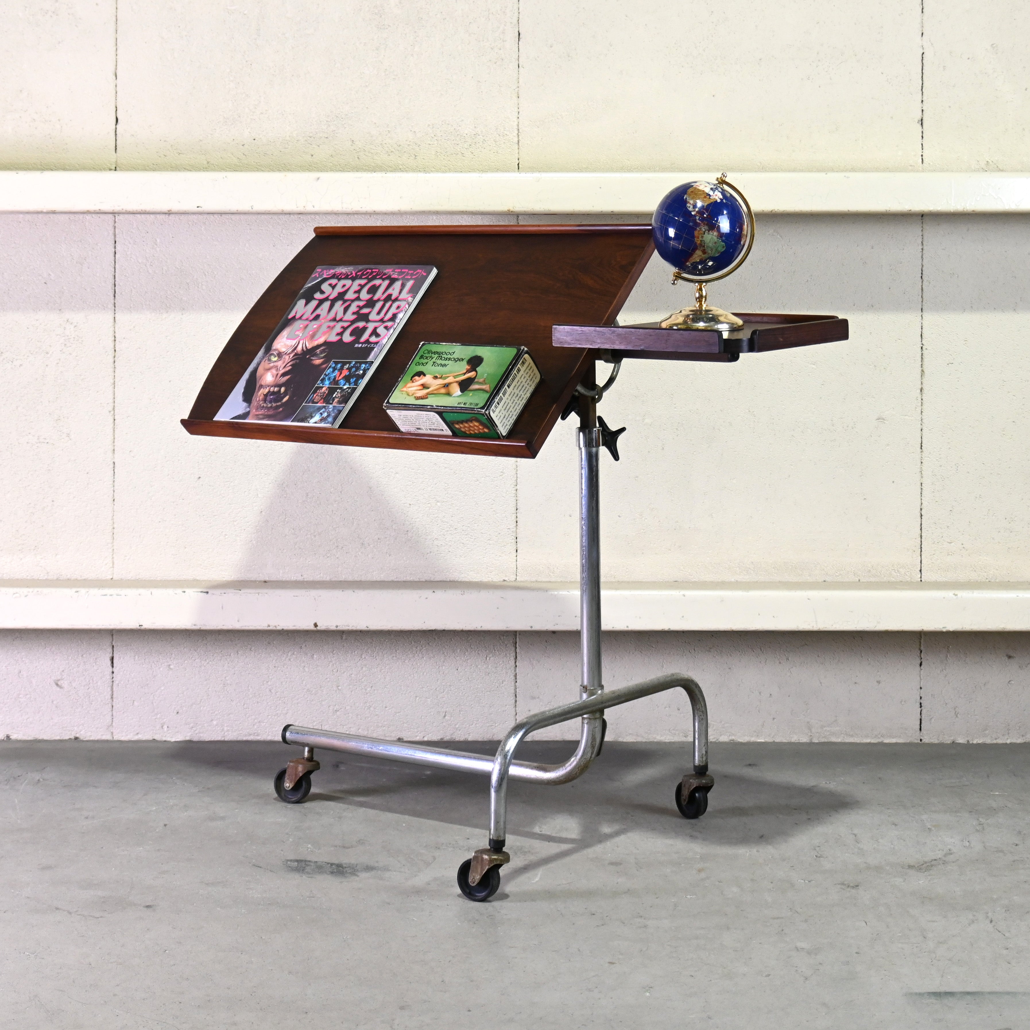 H.M.N Rosewood × Steel Adjustable reading table Danish vintage Scandinavian design / エイチエムエヌ ローズウッド × スチール アジャスタブル リーディングテーブル デンマークヴィンテージ 北欧デザイン