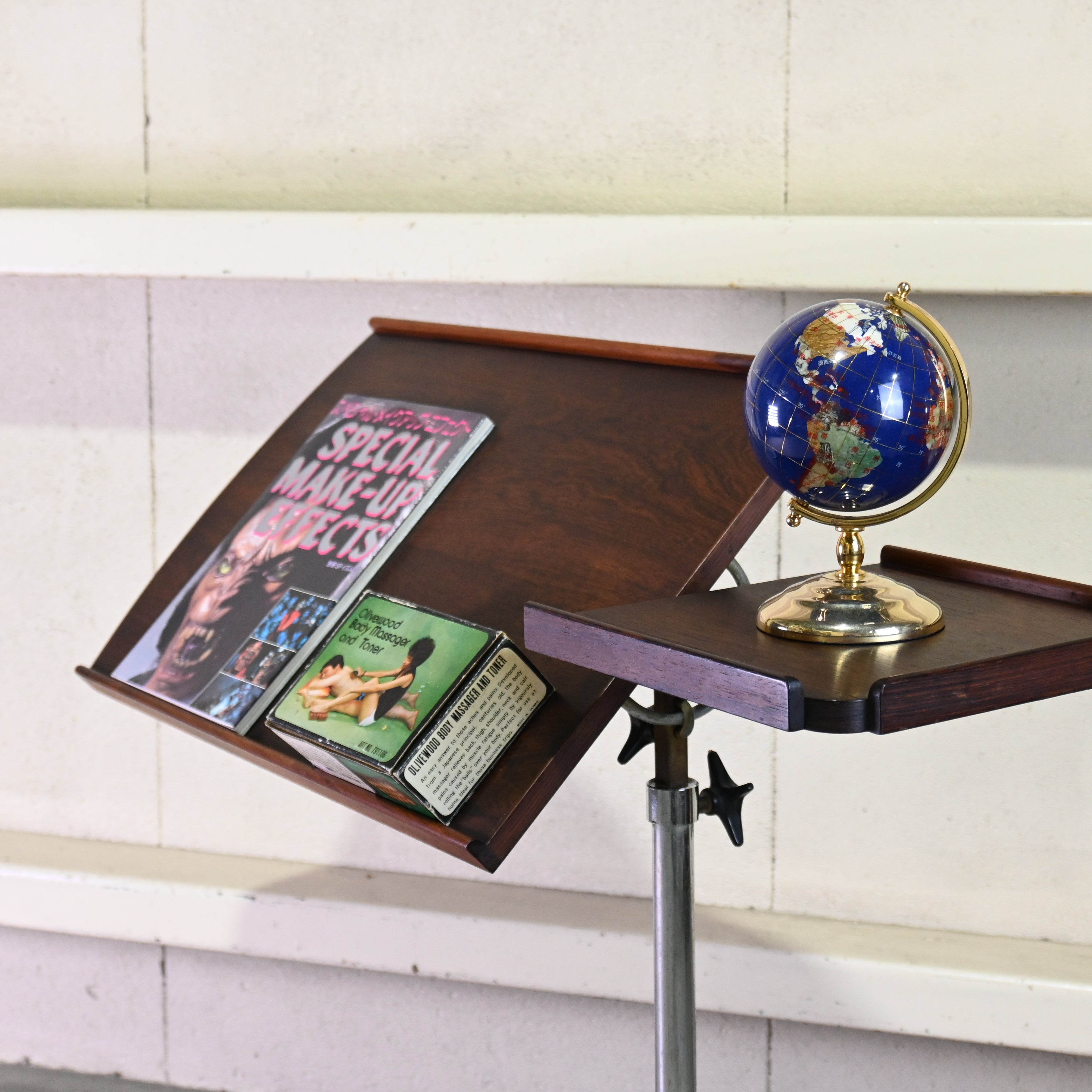 H.M.N Rosewood × Steel Adjustable reading table Danish vintage Scandinavian design / エイチエムエヌ ローズウッド × スチール アジャスタブル リーディングテーブル デンマークヴィンテージ 北欧デザイン