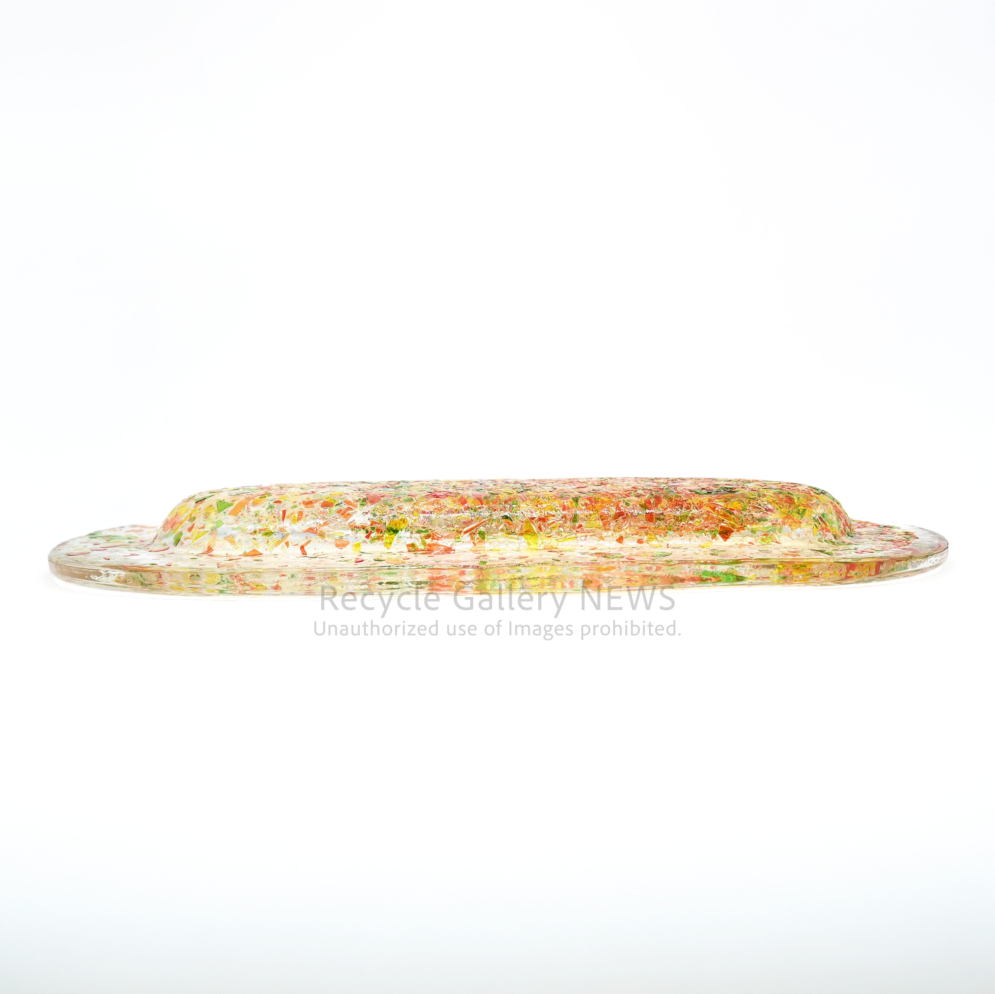 MURANO Fusing Glass Oval-shaped Accessory Tray Art Object Italian Modern / ムラーノガラス ランダムフュージング オーバルトレイ 小物置き アクセサリートレイ ディスプレイ イタリアンガラス カラフル アート クリア マルチカラー