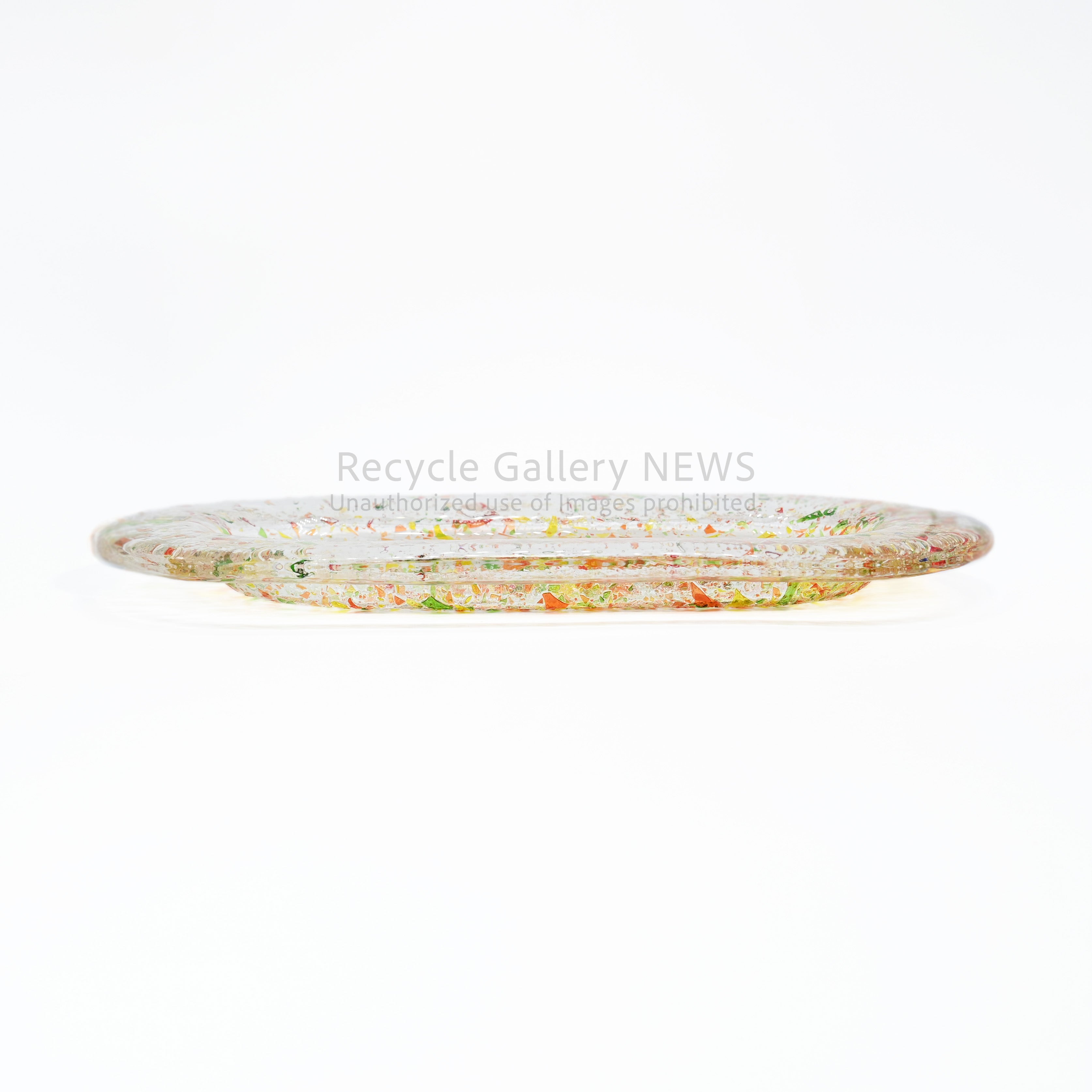 MURANO Fusing Glass Oval-shaped Accessory Tray Art Object Italian Modern / ムラーノガラス ランダムフュージング オーバルトレイ 小物置き アクセサリートレイ ディスプレイ イタリアンガラス カラフル アート クリア マルチカラー