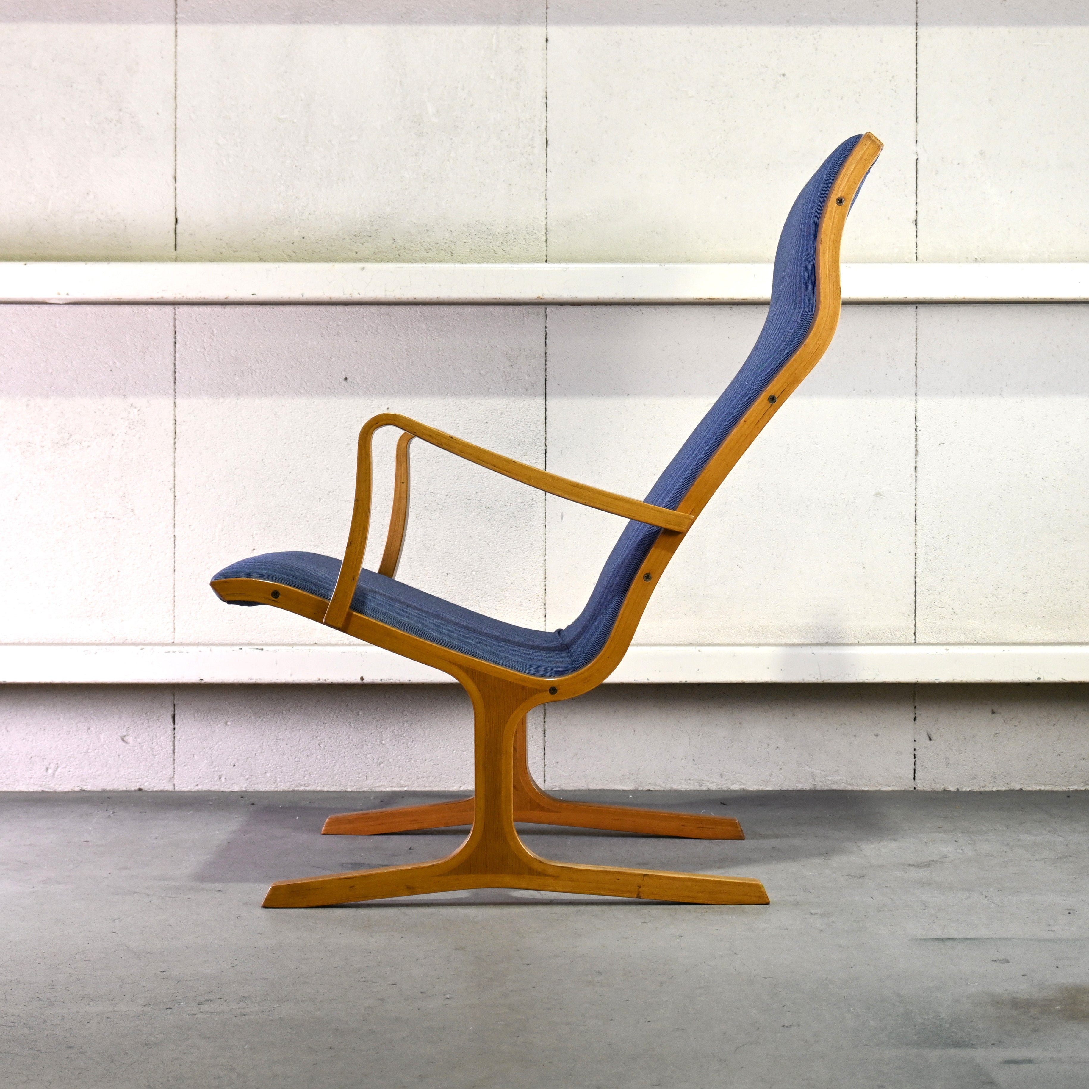 Tendo mokko Mitsumasa Sugasawa Heron Vintage High back chair Oakwood × UK Fabric Remake Japanese modern style / 天童木工 菅澤光政 ヘロン ヴィンテージ ハイバックチェア オーク材 × ファブリック リメイク ジャパニーズモダンスタイル