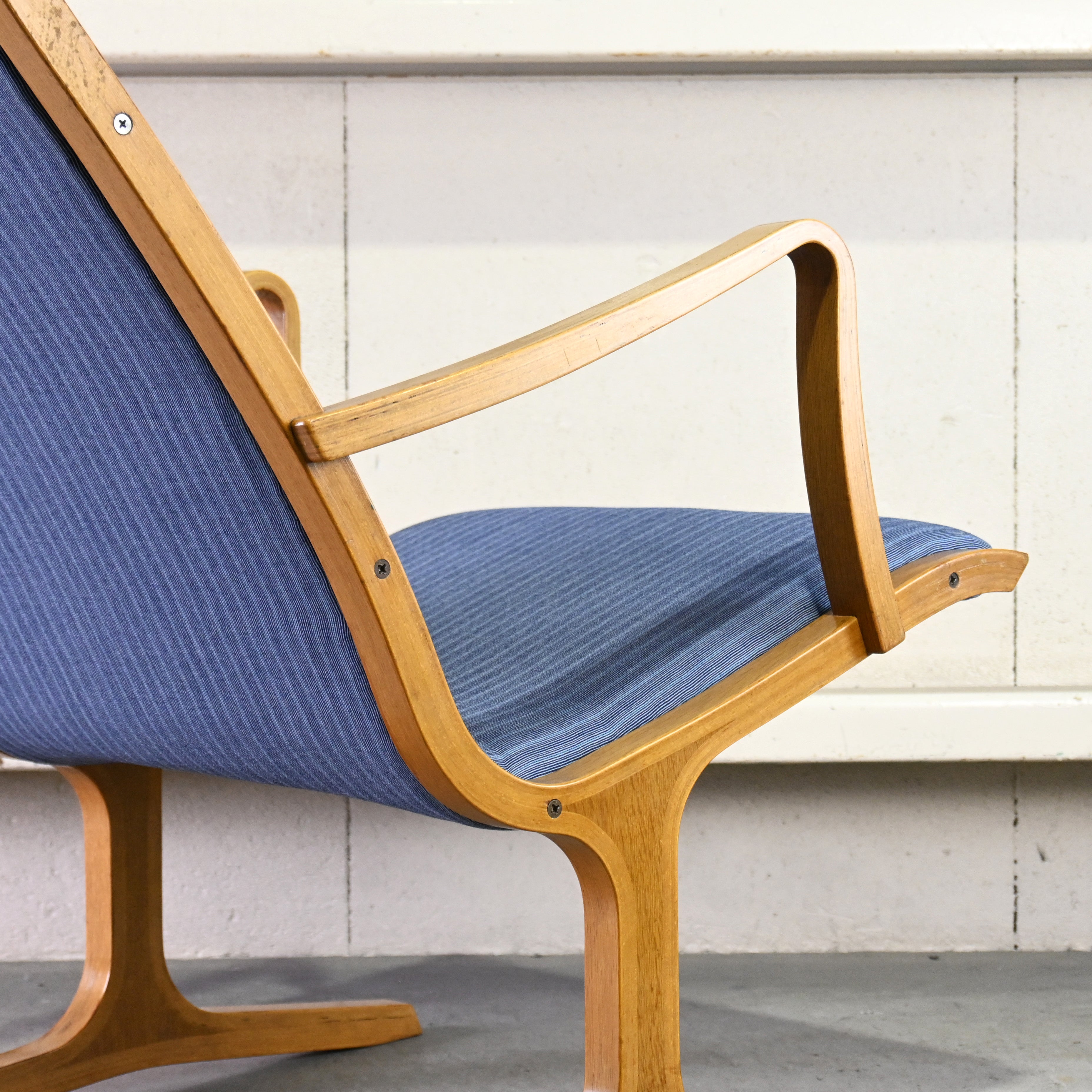 Tendo mokko Mitsumasa Sugasawa Heron Vintage High back chair Oakwood × UK Fabric Remake Japanese modern style / 天童木工 菅澤光政 ヘロン ヴィンテージ ハイバックチェア オーク材 × ファブリック リメイク ジャパニーズモダンスタイル