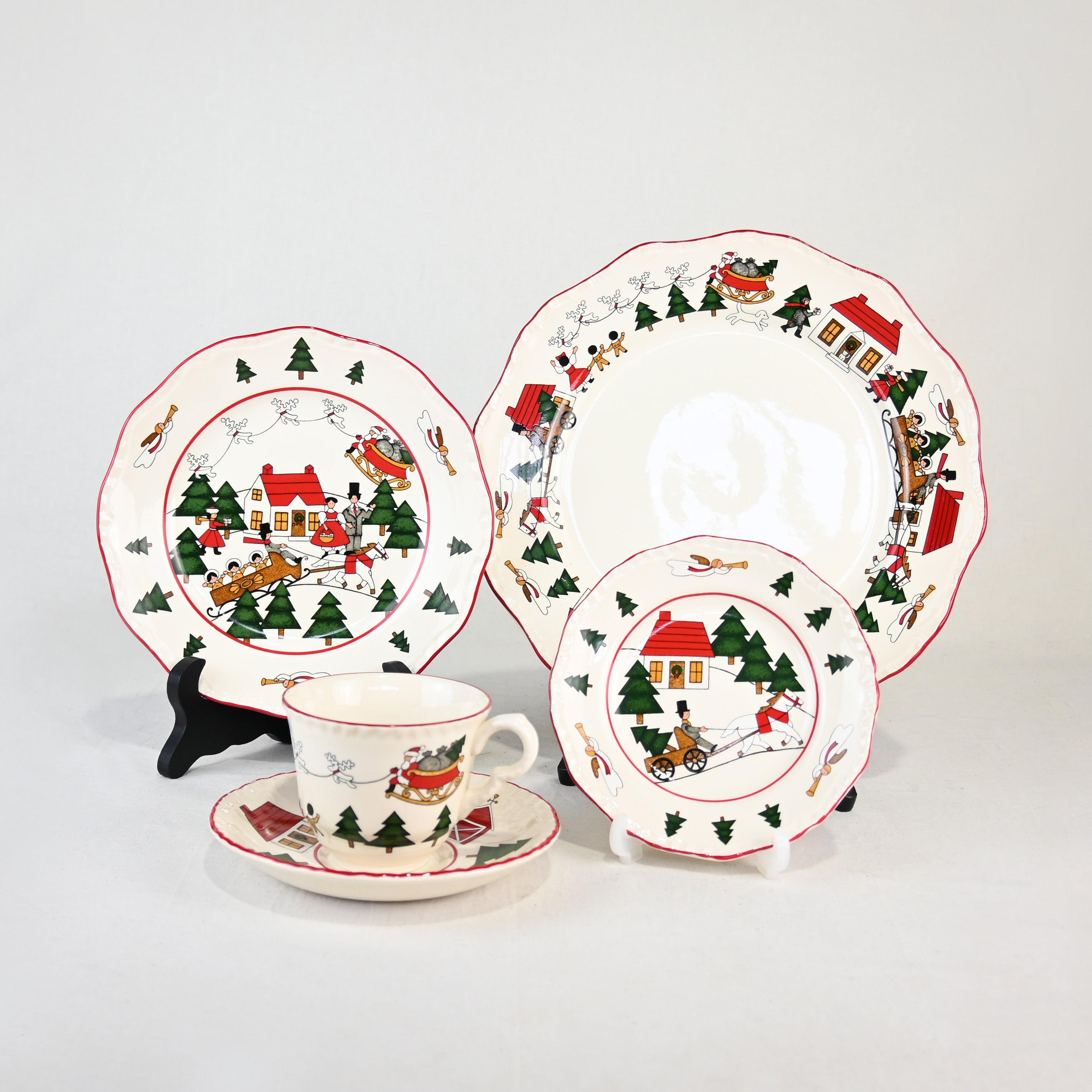 MASON'S IRONSTONE Christmas village C&S UK Vintage / メイソンズアイアンストーン クリスマスヴィレッジ カップ＆ソーサー 英国ヴィンテージ