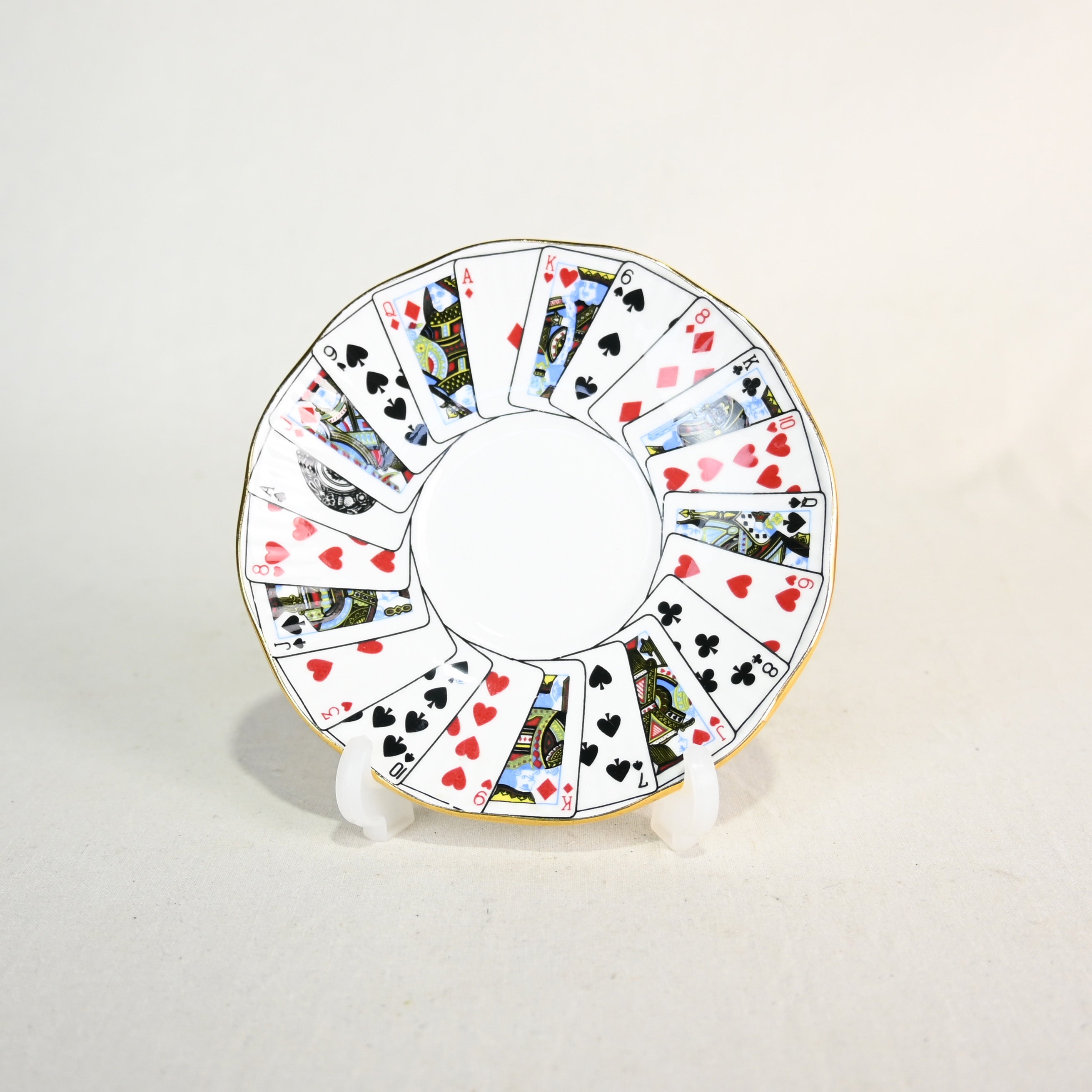 Elizabethann Cut for Coffee Demitasse trio set Playing cards Design UK Vintage / エリザベスアン トランプ柄 デミタスカップ トリオセット 英国ヴィンテージ