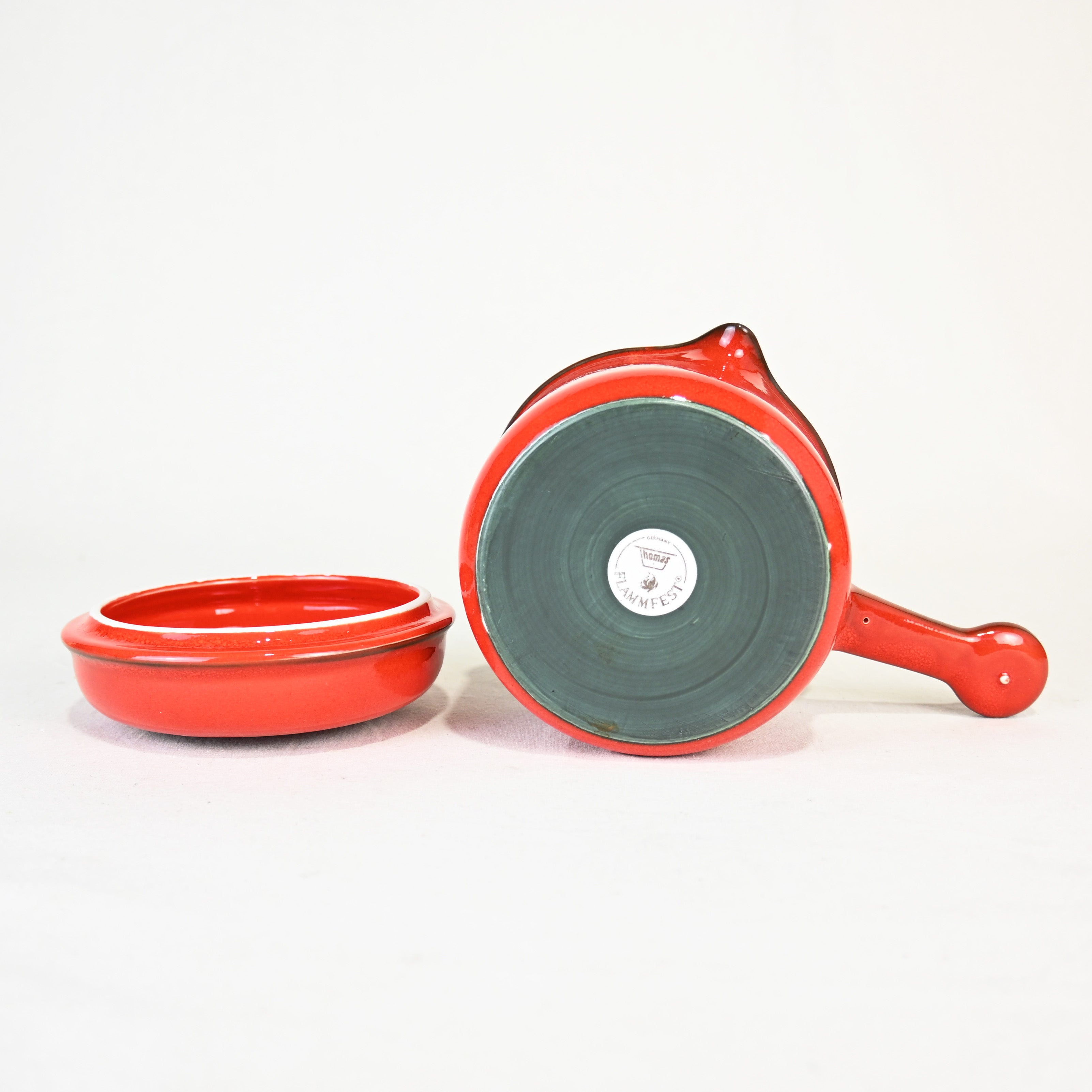 Thomas Flammfest Lava Red Ceramic Sauce boat Germany Vintage / トーマス セラミックソースパン 片手鍋 ドイツ ヴィンテージ