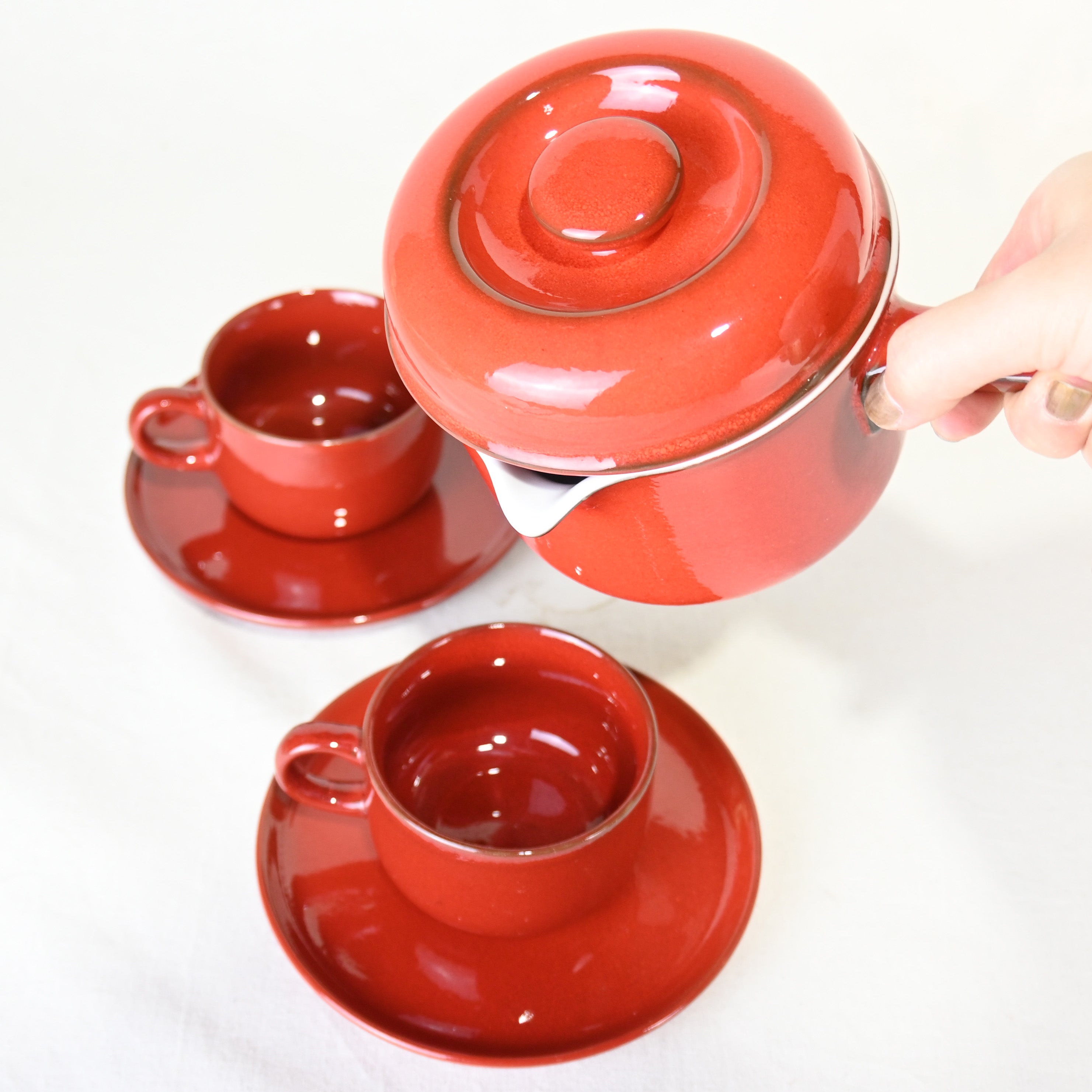 Thomas Flammfest Lava Red Ceramic Sauce boat Germany Vintage / トーマス セラミックソースパン 片手鍋 ドイツ ヴィンテージ