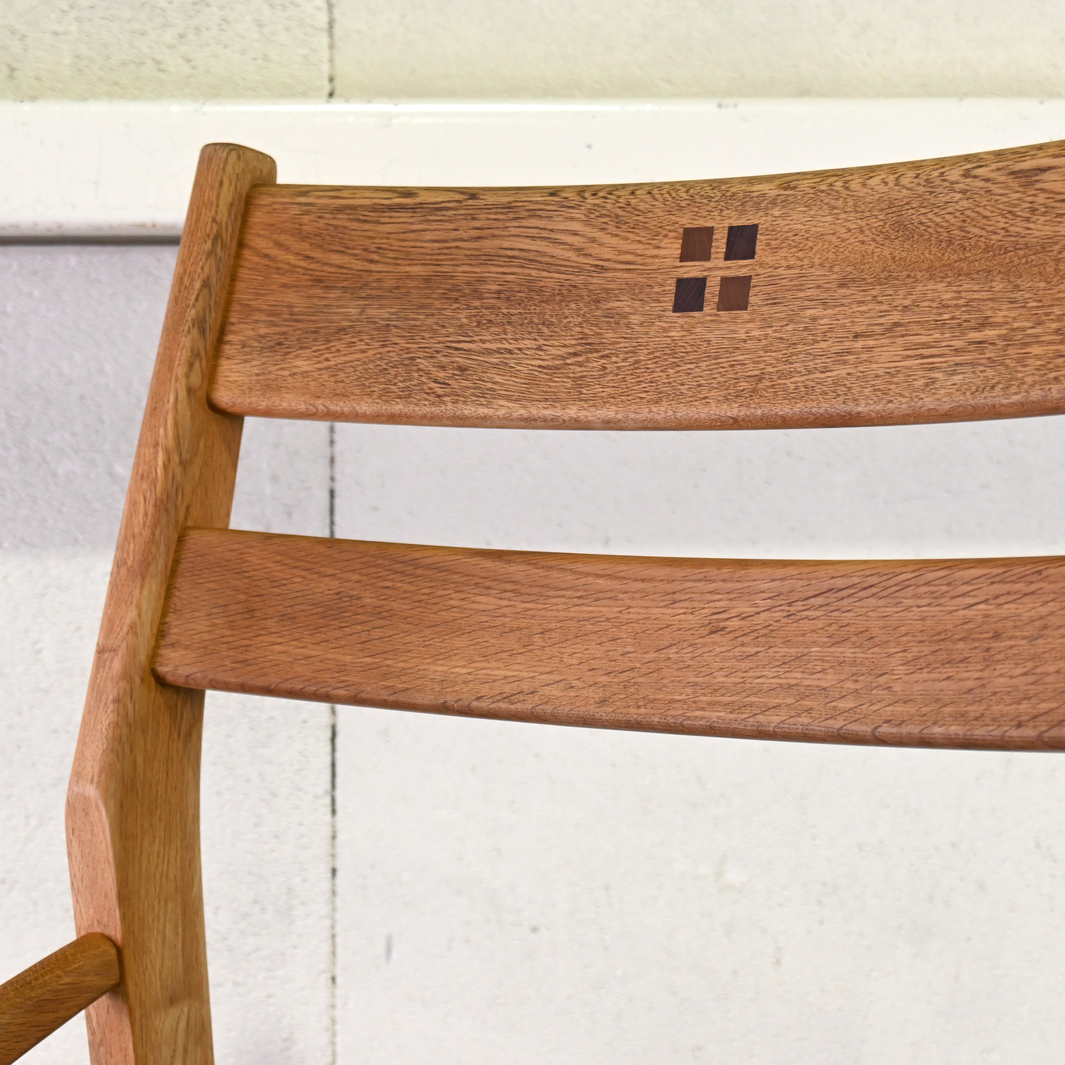 Oak Village Brunch chair Oakwood Inlay back UK fabric Remake Japanese modern design / オークヴィレッジ ブランチチェア オーク材 象嵌 英国生地 リメイク ジャパニーズモダンデザイン