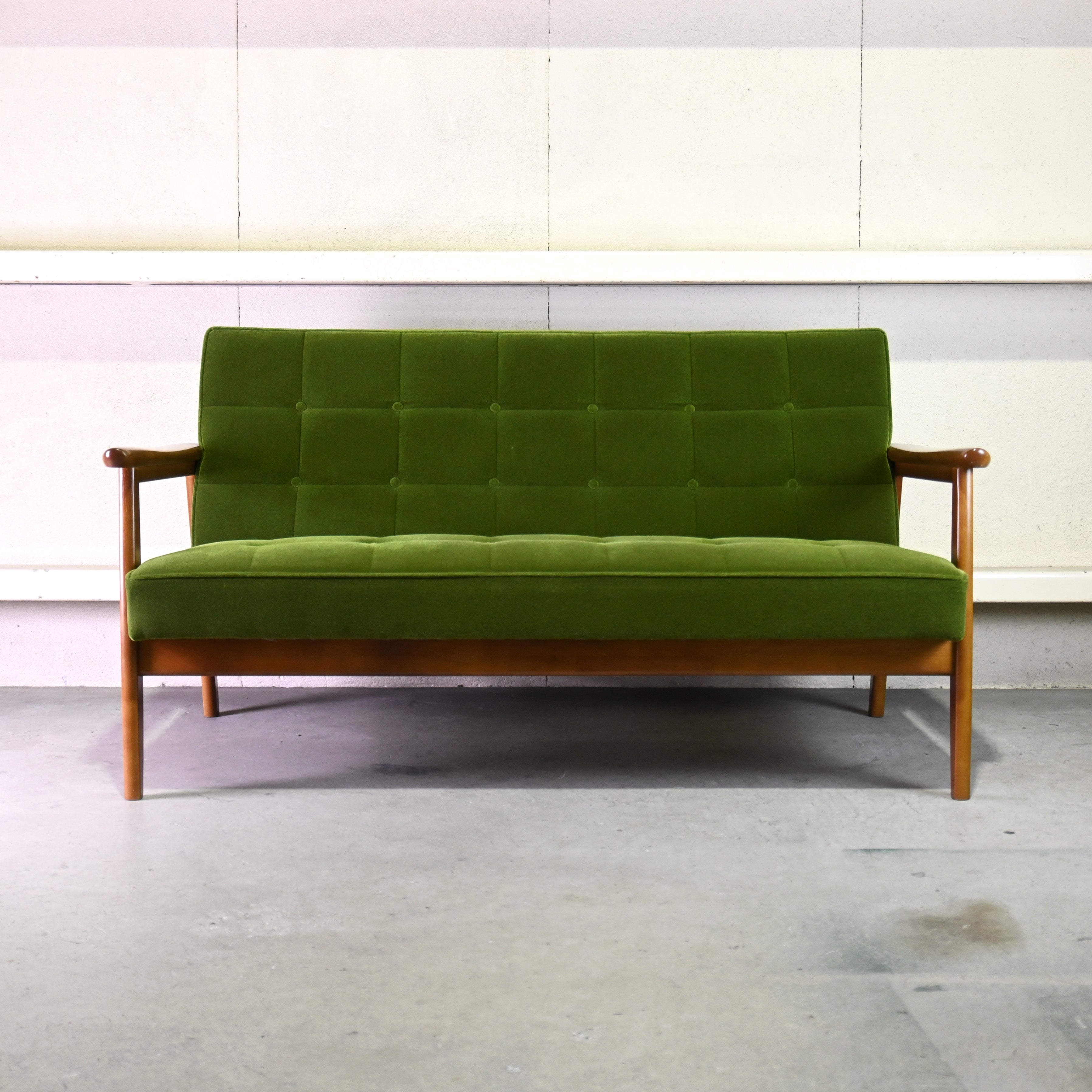 karimoku60 K-chair 2seater Moquette green Japanese modern Long life design / カリモク60 Kチェア 2シーター モケットグリーン ジャパニーズモダン ロングライフデザイン