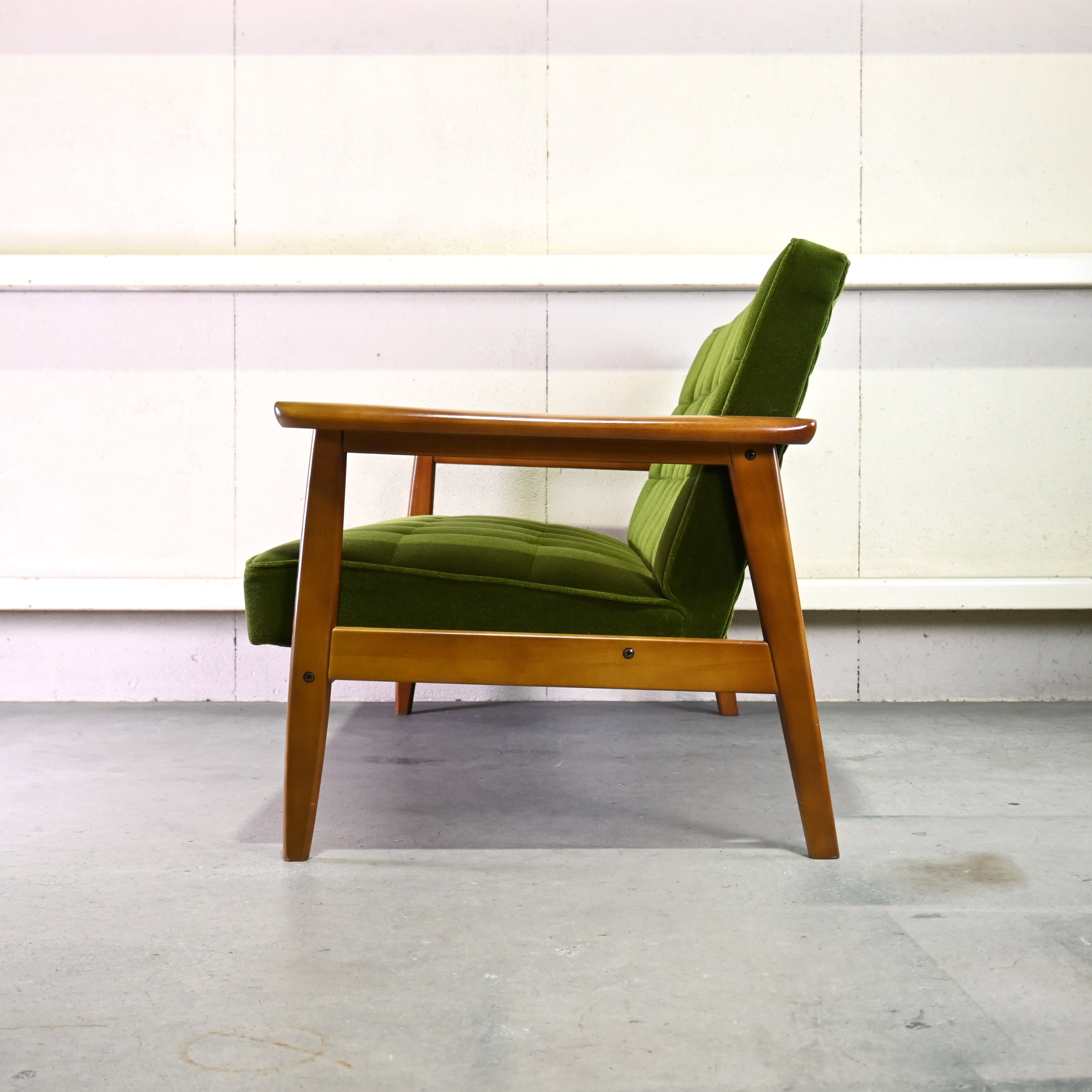 karimoku60 K-chair 2seater Moquette green Japanese modern Long life design / カリモク60 Kチェア 2シーター モケットグリーン ジャパニーズモダン ロングライフデザイン