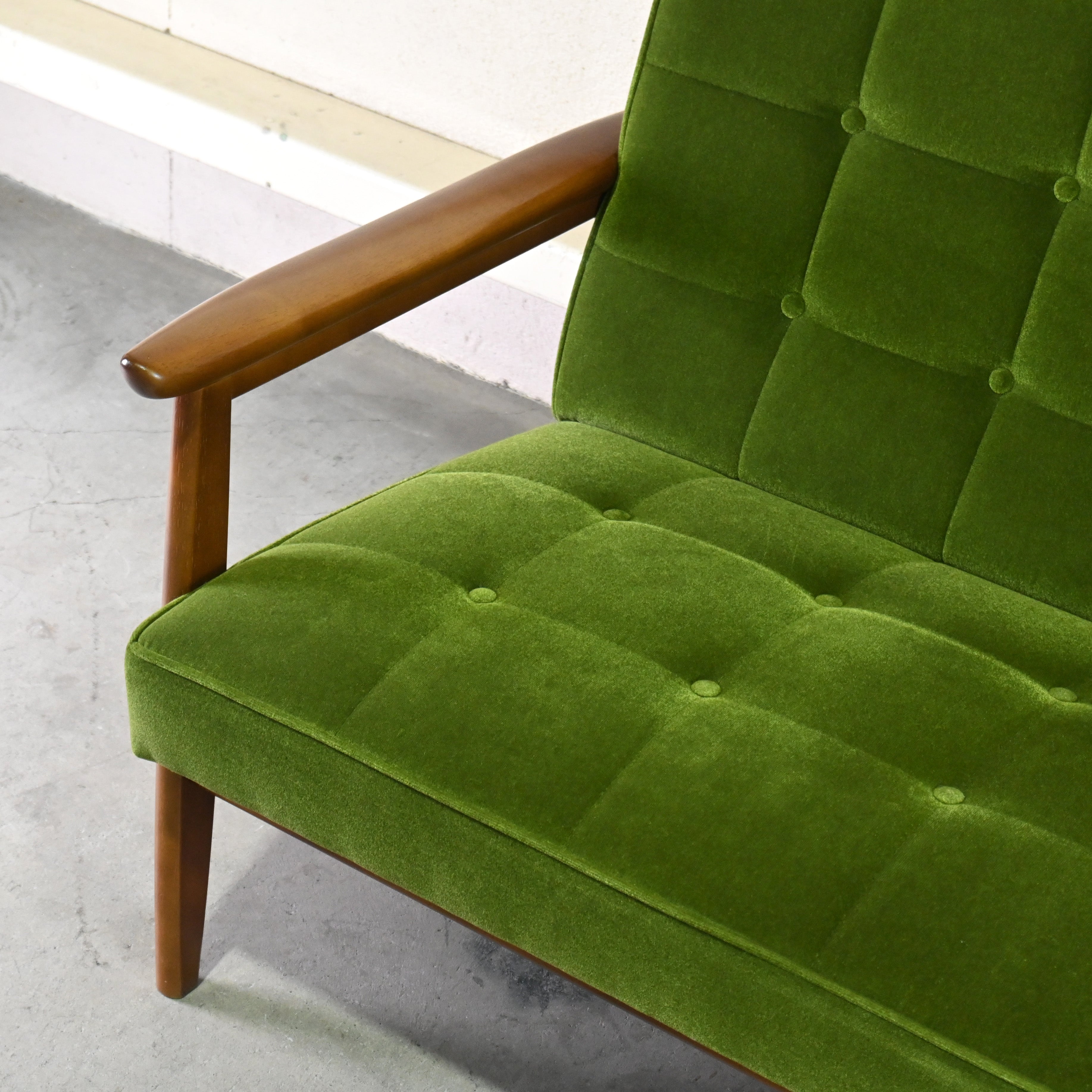 karimoku60 K-chair 2seater Moquette green Japanese modern Long life design / カリモク60 Kチェア 2シーター モケットグリーン ジャパニーズモダン ロングライフデザイン