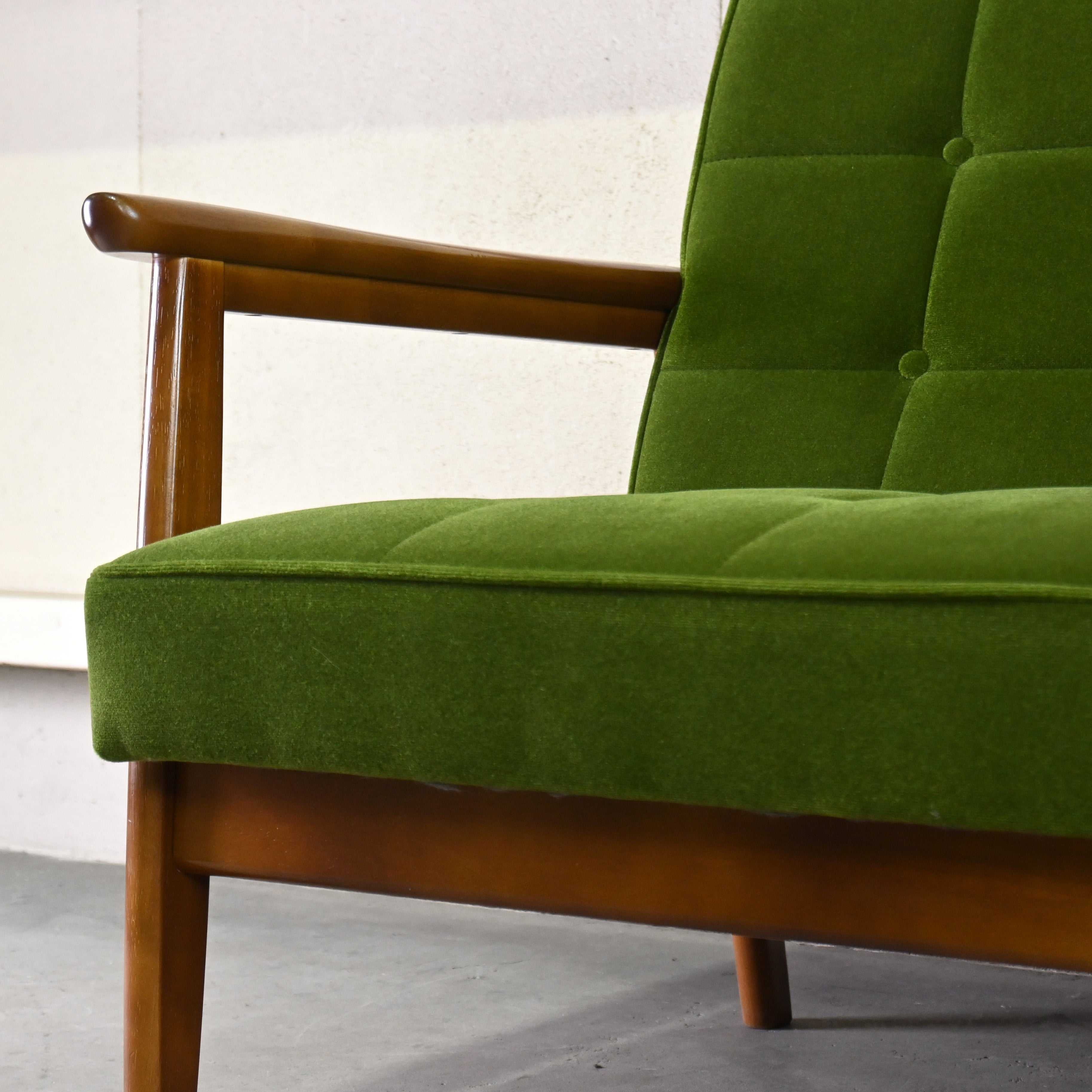 karimoku60 K-chair 2seater Moquette green Japanese modern Long life design / カリモク60 Kチェア 2シーター モケットグリーン ジャパニーズモダン ロングライフデザイン