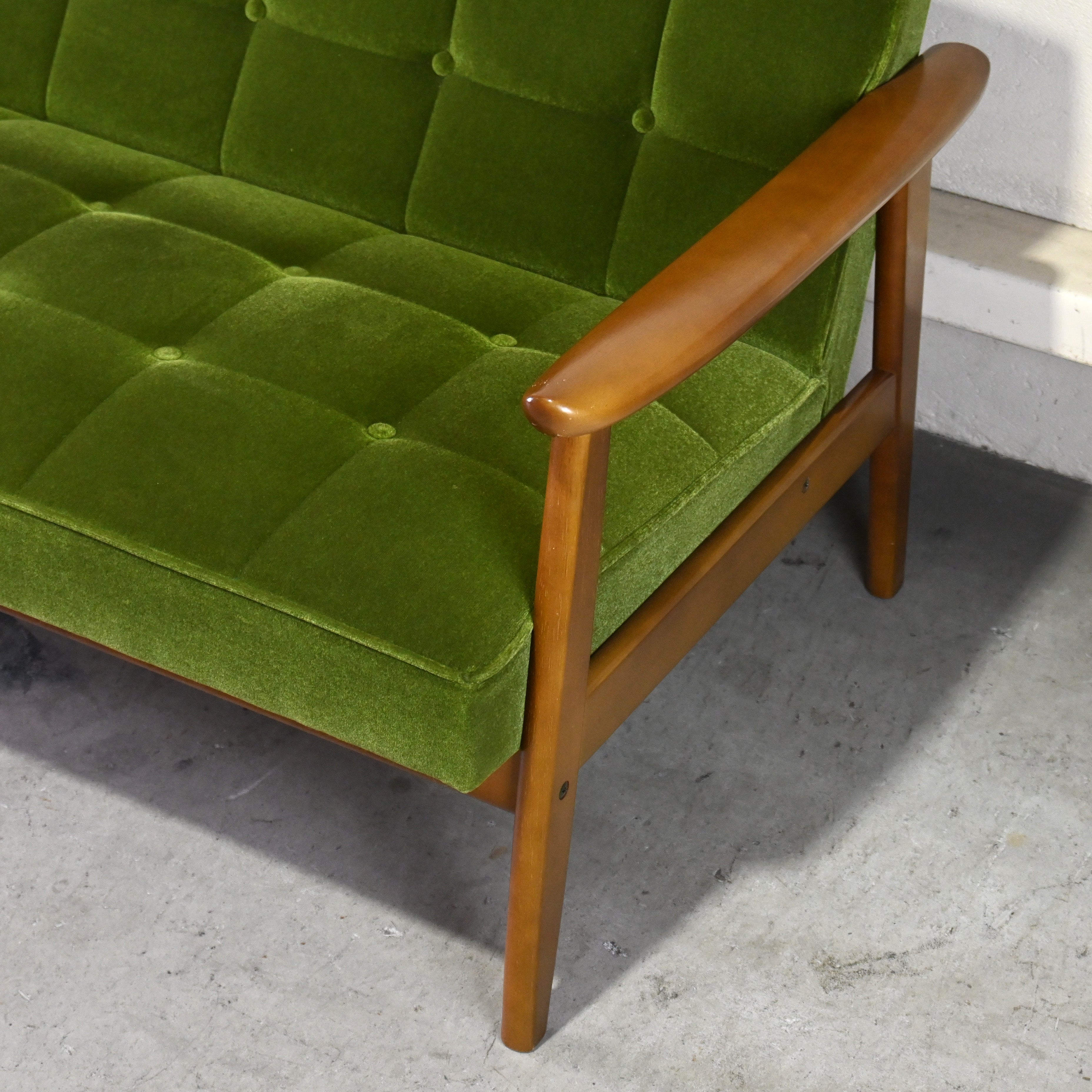 karimoku60 K-chair 2seater Moquette green Japanese modern Long life design / カリモク60 Kチェア 2シーター モケットグリーン ジャパニーズモダン ロングライフデザイン