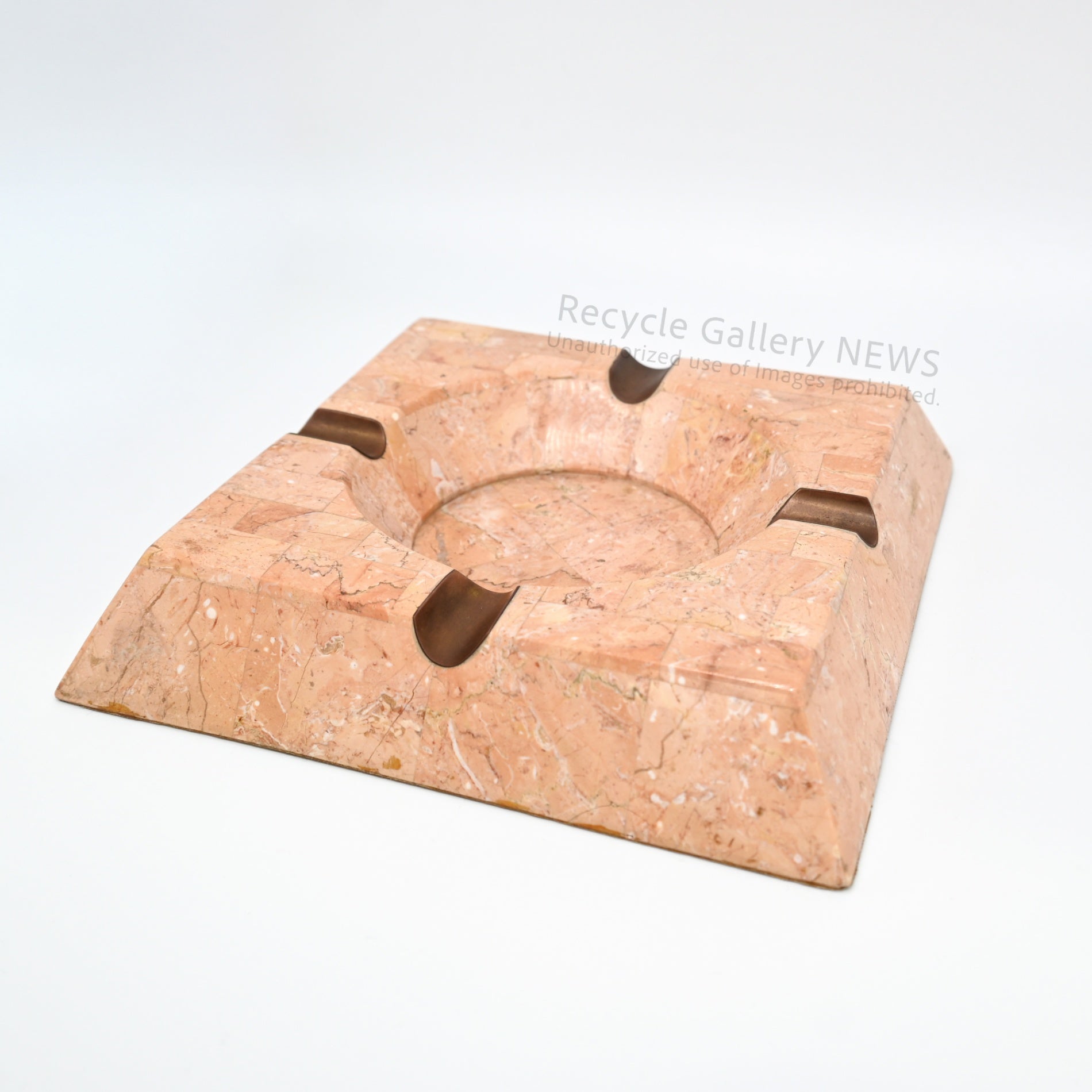 Pink Marble Look Stone Texture Ash Tray Square Mid-Century Modern / 大理石調 アッシュトレイ 灰皿 スクエアフォルム モダンインテリア ミッドセンチュリー ピンク マーブル