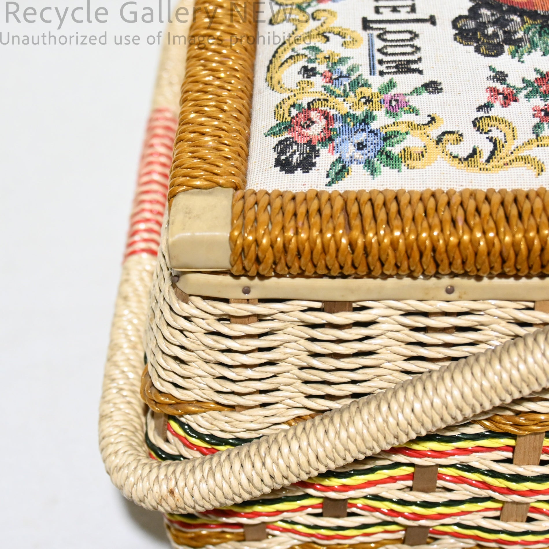FRUIT OF THE ROOM Sewing Basket Box Retro Embroidery Vintage Unused / フルーツ・オブ・ザ・ルーム 裁縫箱 ソーイングバスケット レトロ 刺繍 ヴィンテージ 未使用 新古品