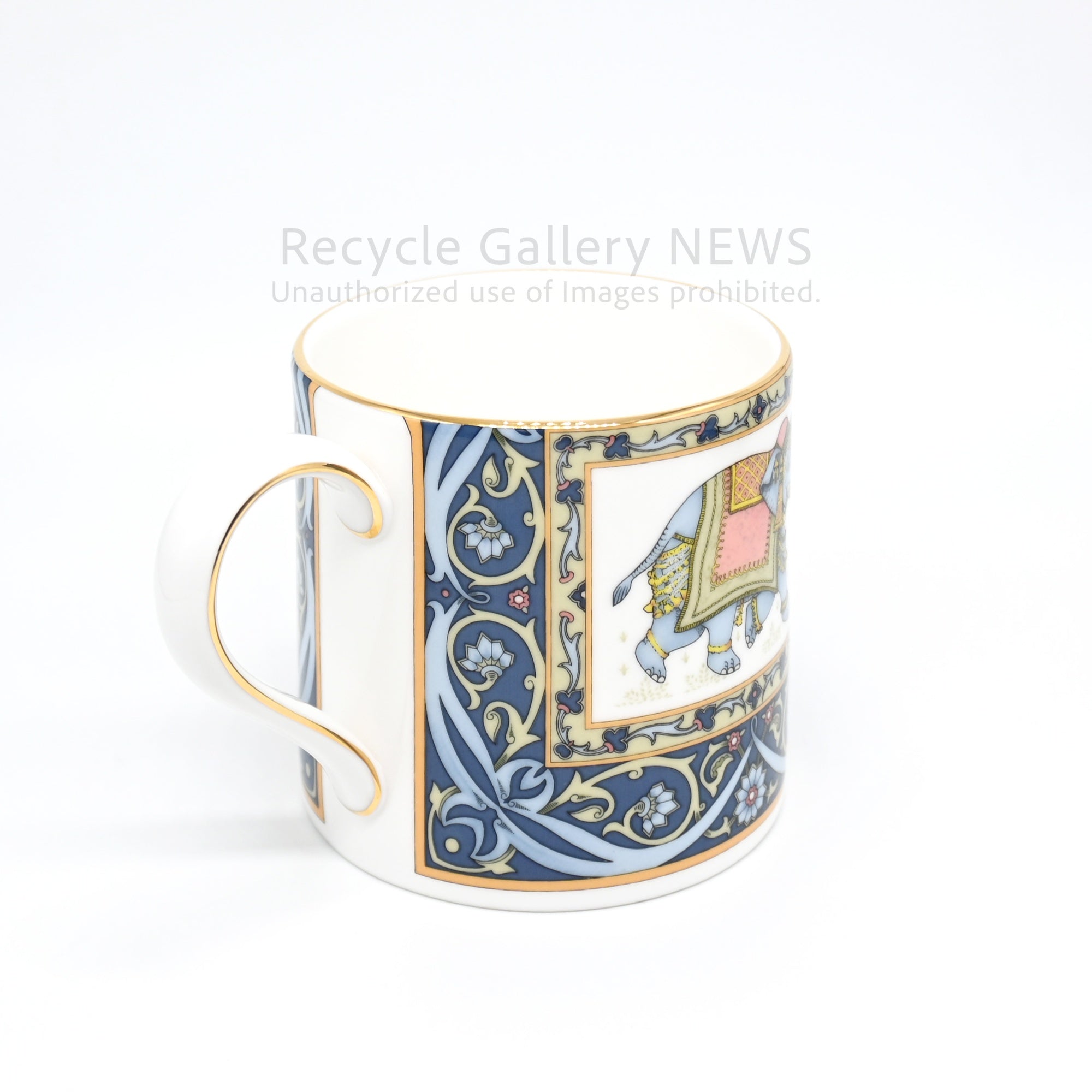 WEDGWOOD "BLUE ELEPHANT" Mug Cup Oriental Design Bone China Collectible Piece / ウェッジウッド ブルーエレファント マグカップ 廃盤品 象モチーフ ボーンチャイナ オリエンタルデザイン