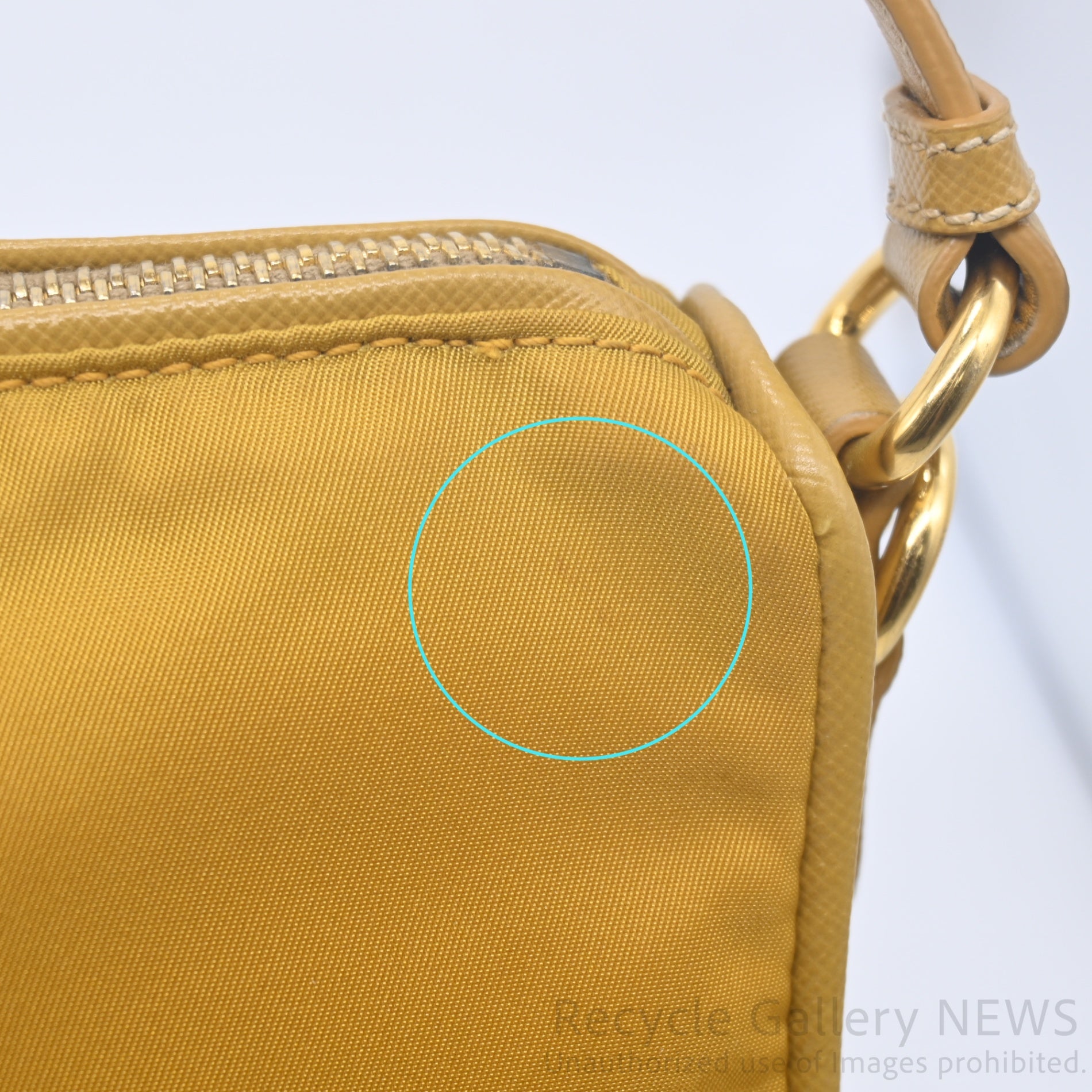 PRADA Triangle Logo Nylon Mini Pouch Mustard Yellow / プラダ ナイロンポーチ ミニバッグ ハンドバッグ マスタードイエロー