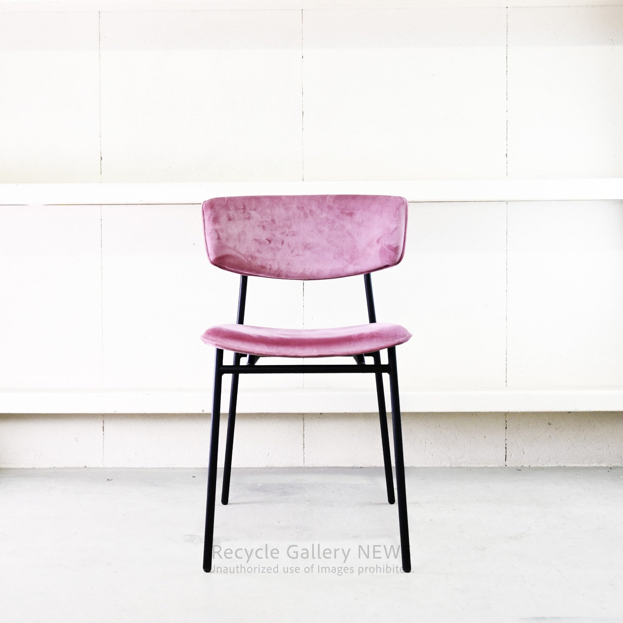 Calligaris Fifties Dining Chair Black Rose Pink-Velvet Italian Modern Furniture / カリガリス フィフティーズ ダイニングチェア ローズピンク ブラック ベルベット イタリア モダン家具