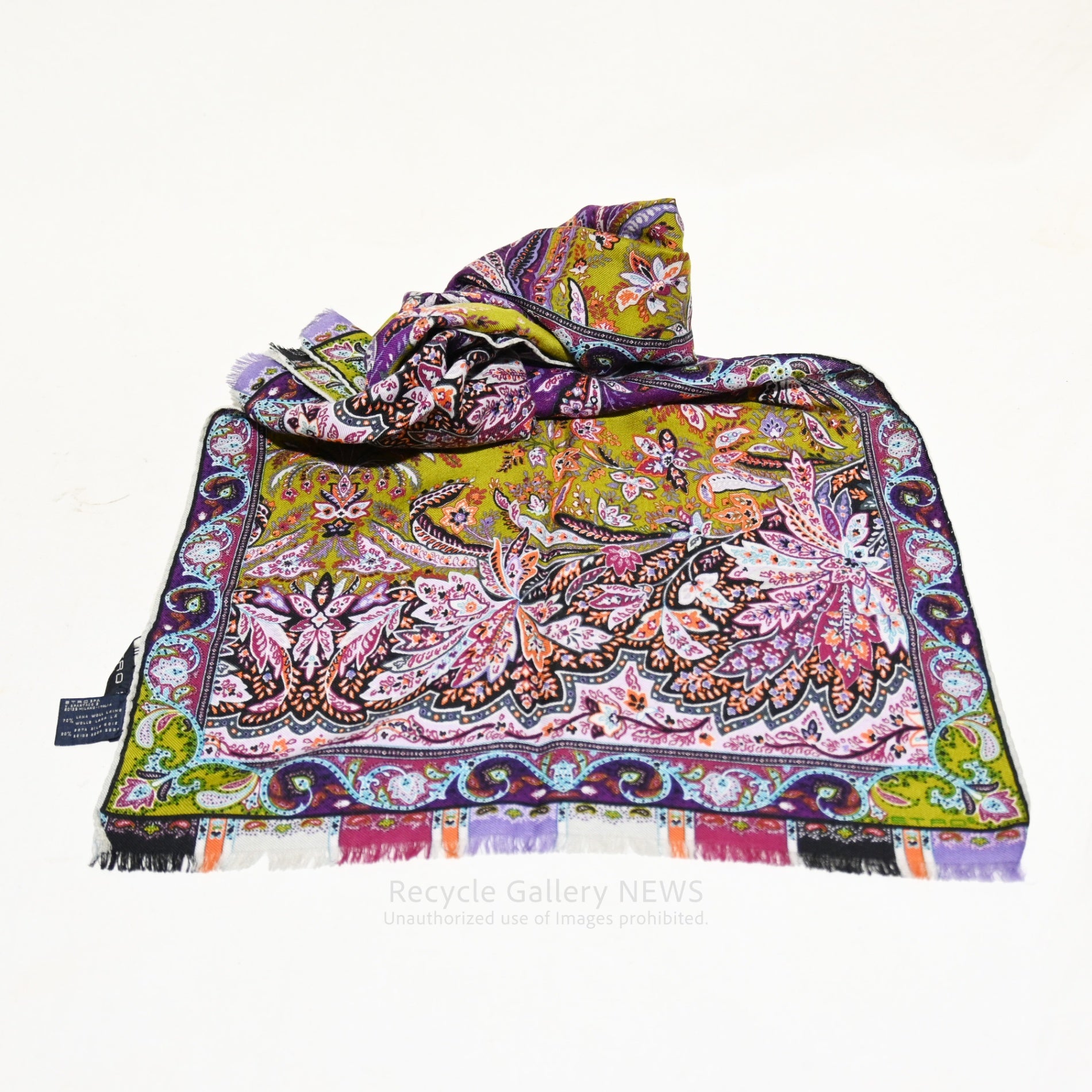 ETRO Paisley Print Silk and Cashmere Shawl Scarf Stole Italia / エトロ プリント シルク＆カシミア ショール ペイズリー柄 スカーフ ストール イタリア