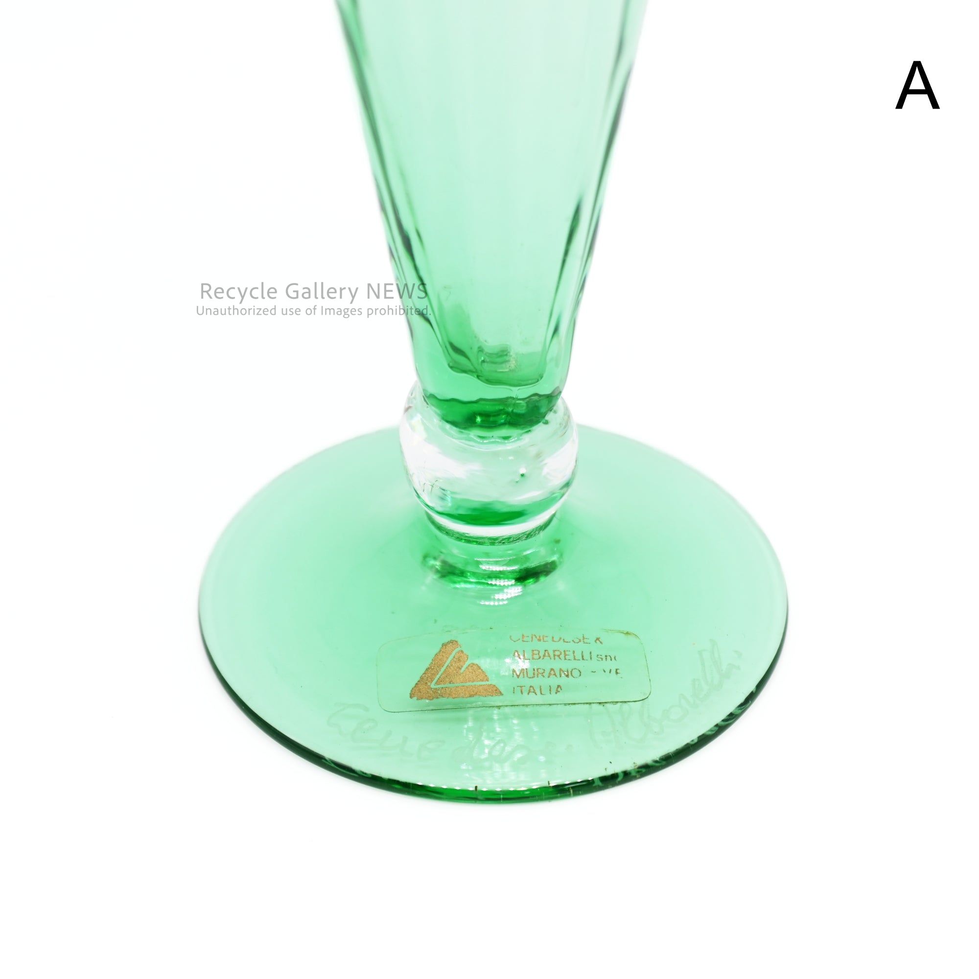 Cenedese & Albarelli Murano glass Light green 2-Size Venetian glass Italian vintage / チェネデーゼ＆アルバレッリ ムラーノガラス 薄緑グラス ヴェネチアングラス イタリアンヴィンテージ