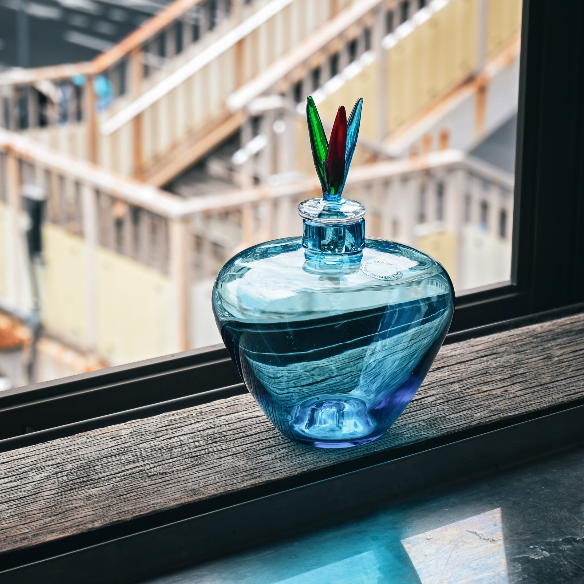 MURANO VENINI MONOFORINI Perfume Bottle Italia Blue Glass Art Piece / ムラノガラス ヴィニーニ社 香水瓶 イタリア モノフォリーニ 青色 アートピース
