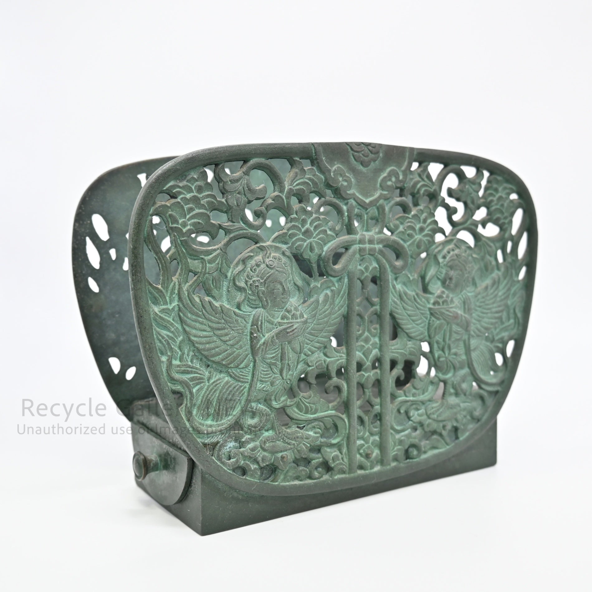 Green Bronze Ash Tray Art Object Oriental Vintage  / 青銅 灰皿 オブジェ オリエンタル ヴィンテージ 緑