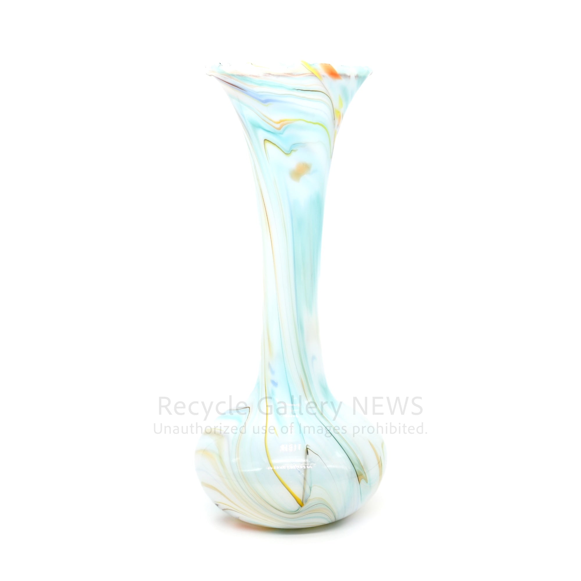 Milky Marble Glass Vase Retro Modern Art Glass / ミルキー マーブル ガラス フラワーベース 花瓶 乳白色 レトロモダン アートガラス
