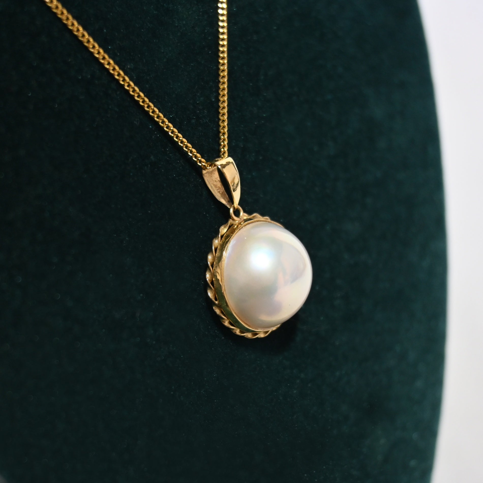 Half Pearl Pendant top & Necklace K18 Gold Antique Jewelry / ハーフパール ペンダントトップ＆ネックレス 18金 ゴールド アンティーク ジュエリー