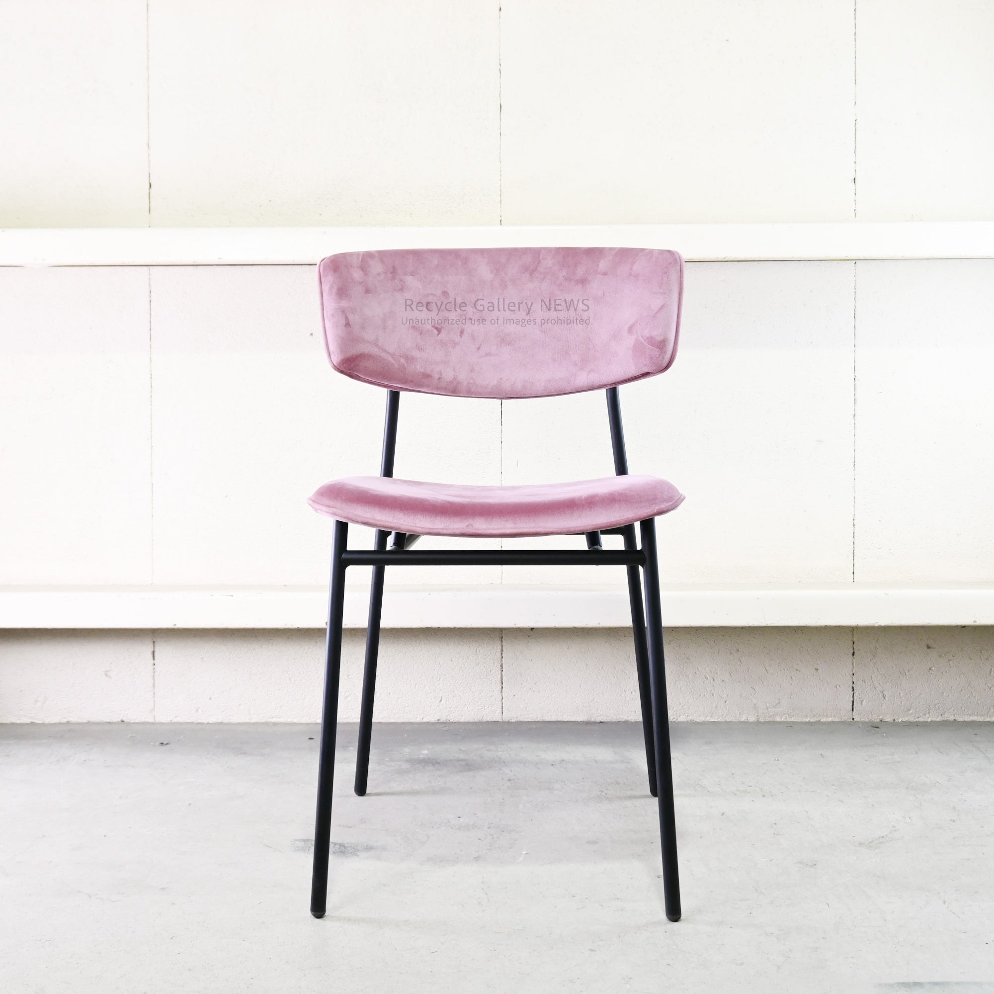 Calligaris Fifties Dining Chair Black Rose Pink-Velvet Italian Modern Furniture / カリガリス フィフティーズ ダイニングチェア ローズピンク ブラック ベルベット イタリア モダン家具