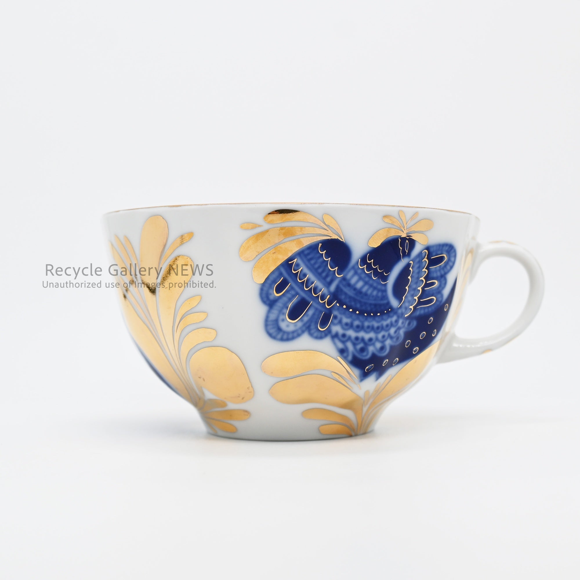 Lomonosov Golden Garden C&S Russian Porcelain White Blue Gold / ロモノーソフ 黄金の庭 カップ＆ソーサー ロシア食器 白 青 金