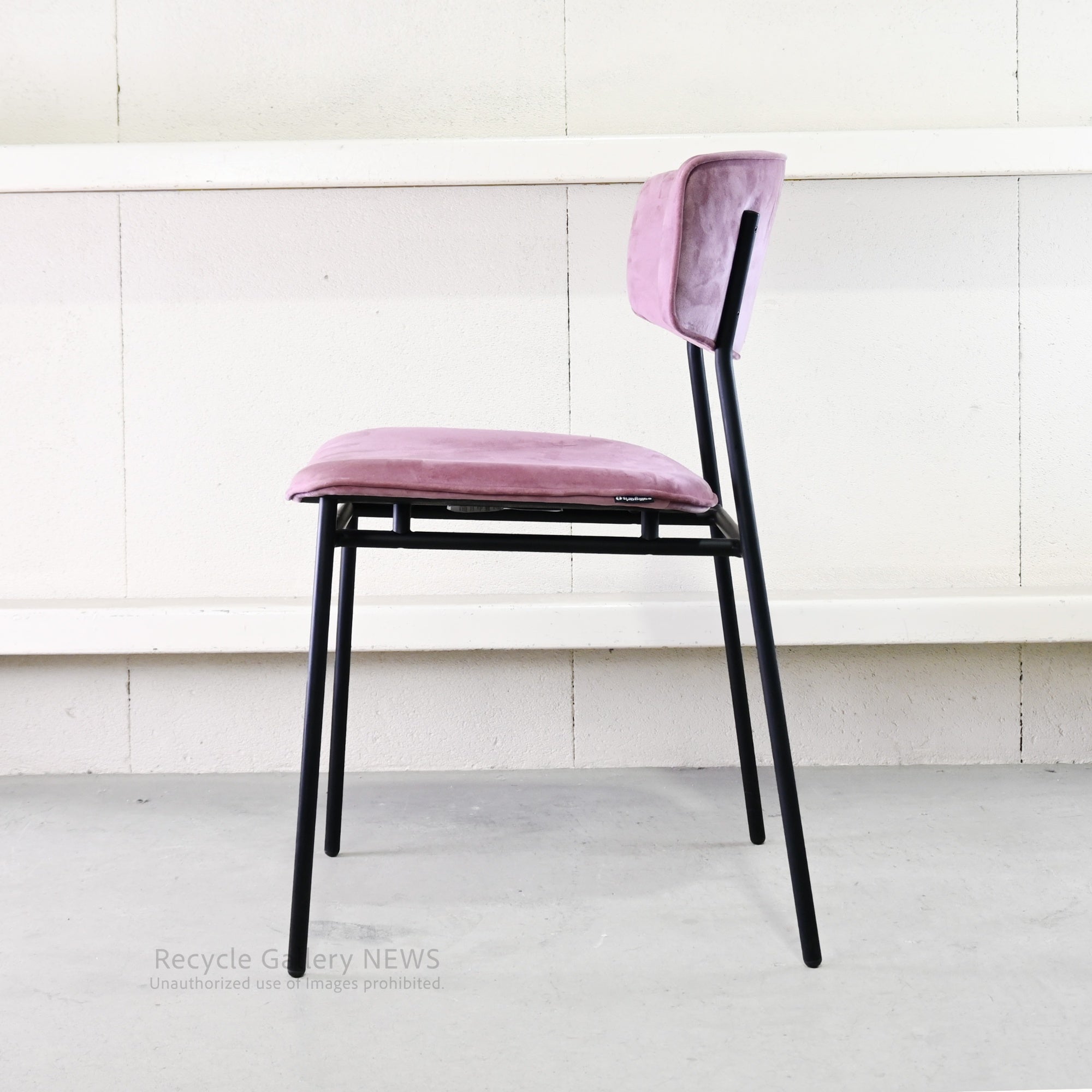 Calligaris Fifties Dining Chair Black Rose Pink-Velvet Italian Modern Furniture / カリガリス フィフティーズ ダイニングチェア ローズピンク ブラック ベルベット イタリア モダン家具