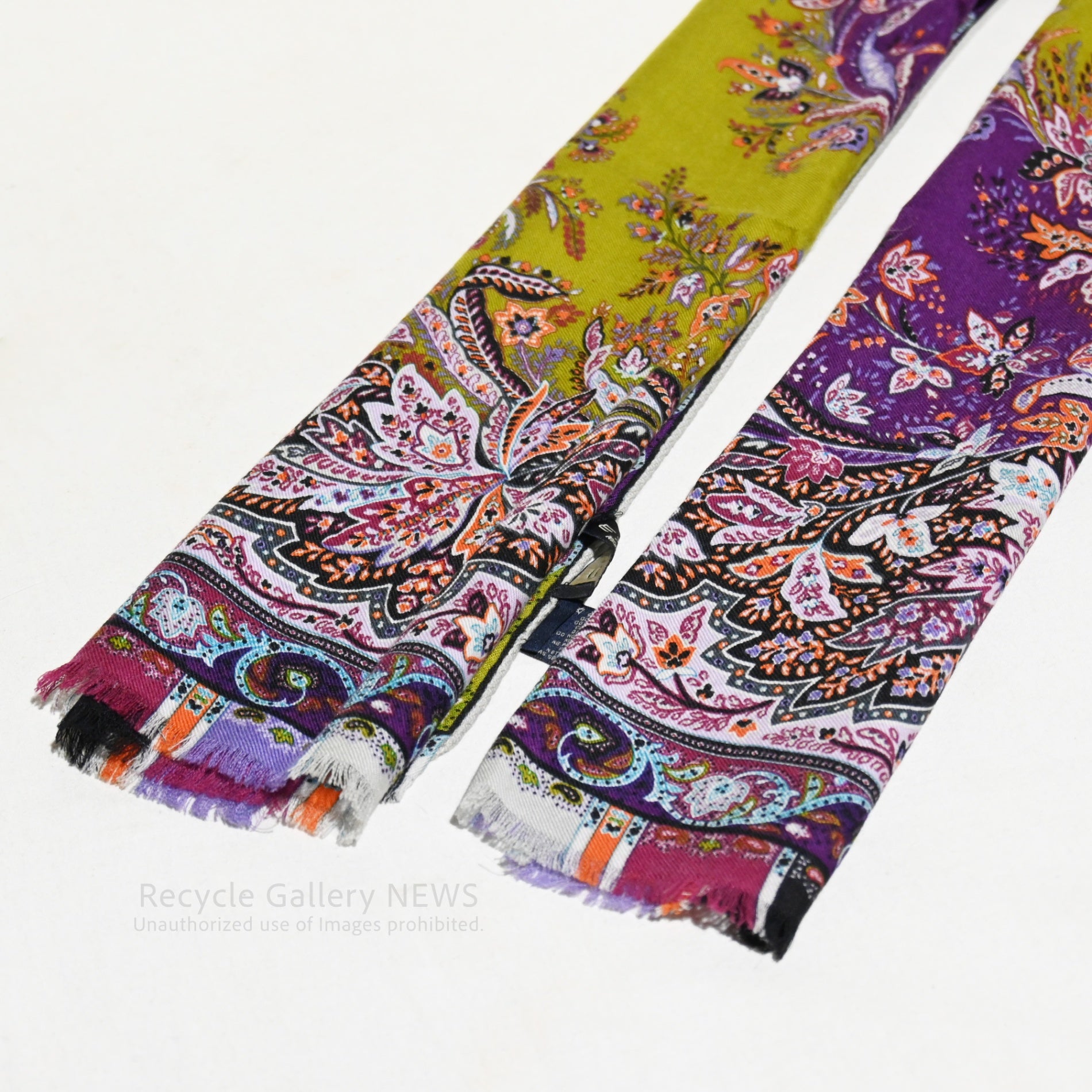 ETRO Paisley Print Silk and Cashmere Shawl Scarf Stole Italia / エトロ プリント シルク＆カシミア ショール ペイズリー柄 スカーフ ストール イタリア