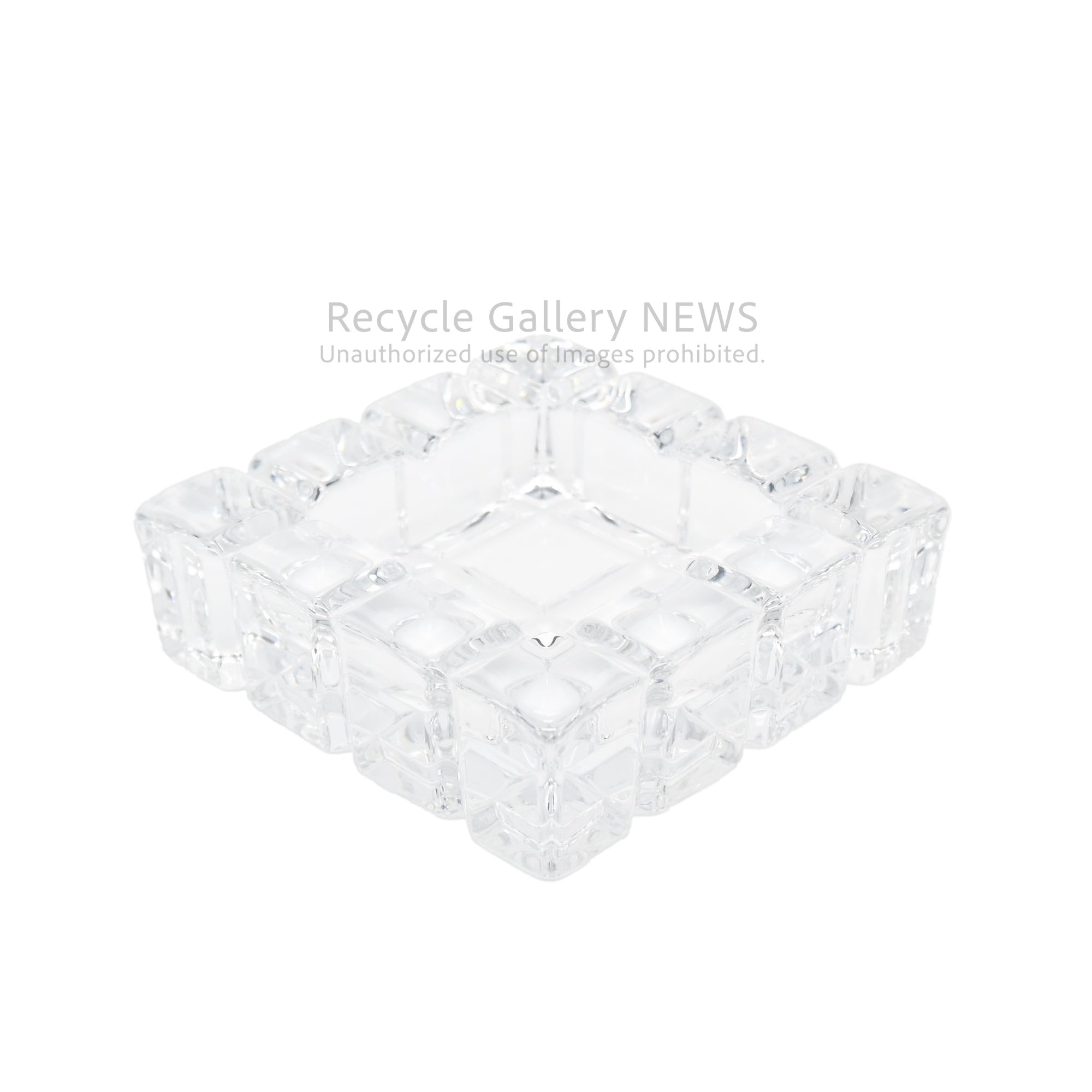Art Déco Crystal Cube Tray Ashtray Decorative Object Retro Modern / クリスタル キューブ トレイ ガラス クリア 小物入れ 灰皿 オブジェ レトロモダン アール・デコ