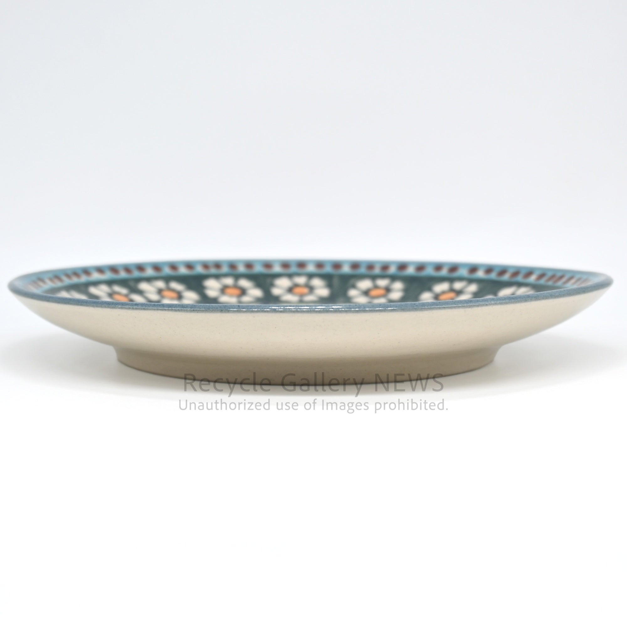 WIZA Handmade Bolesławiec Polish Pottery Floral Plate Blue Green / ウィザ社 ポーリッシュポタリー 皿 プレート 青 緑 花柄 ハンドメイド ポーランド陶器