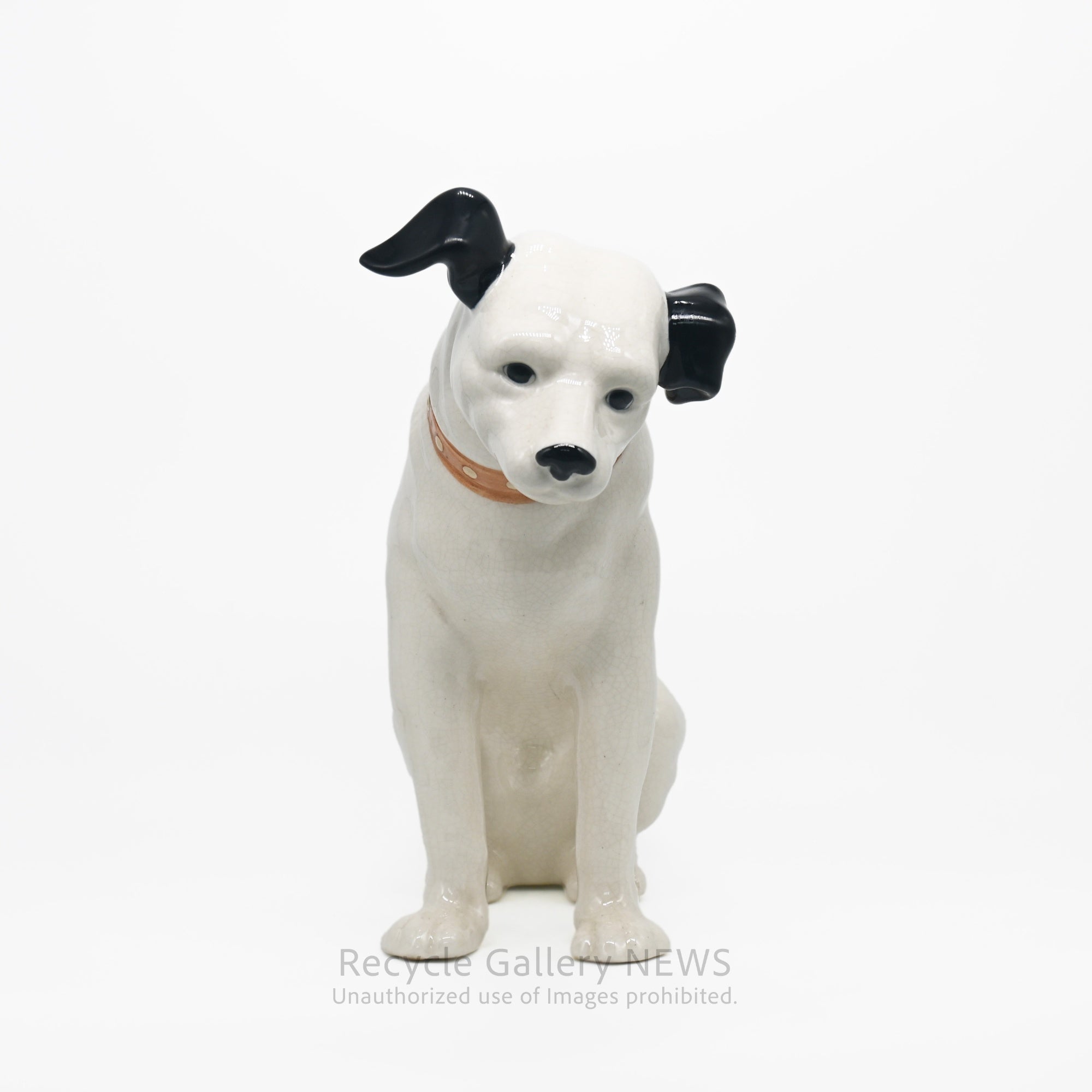 His Master's Voice "Nipper" Vintage Ceramic Dog Figurine Ornament Victor White / 『主人の声』ビクター犬 ニッパー 陶器フィギュリン オブジェ 犬の置物 オーディオ レトロ 白