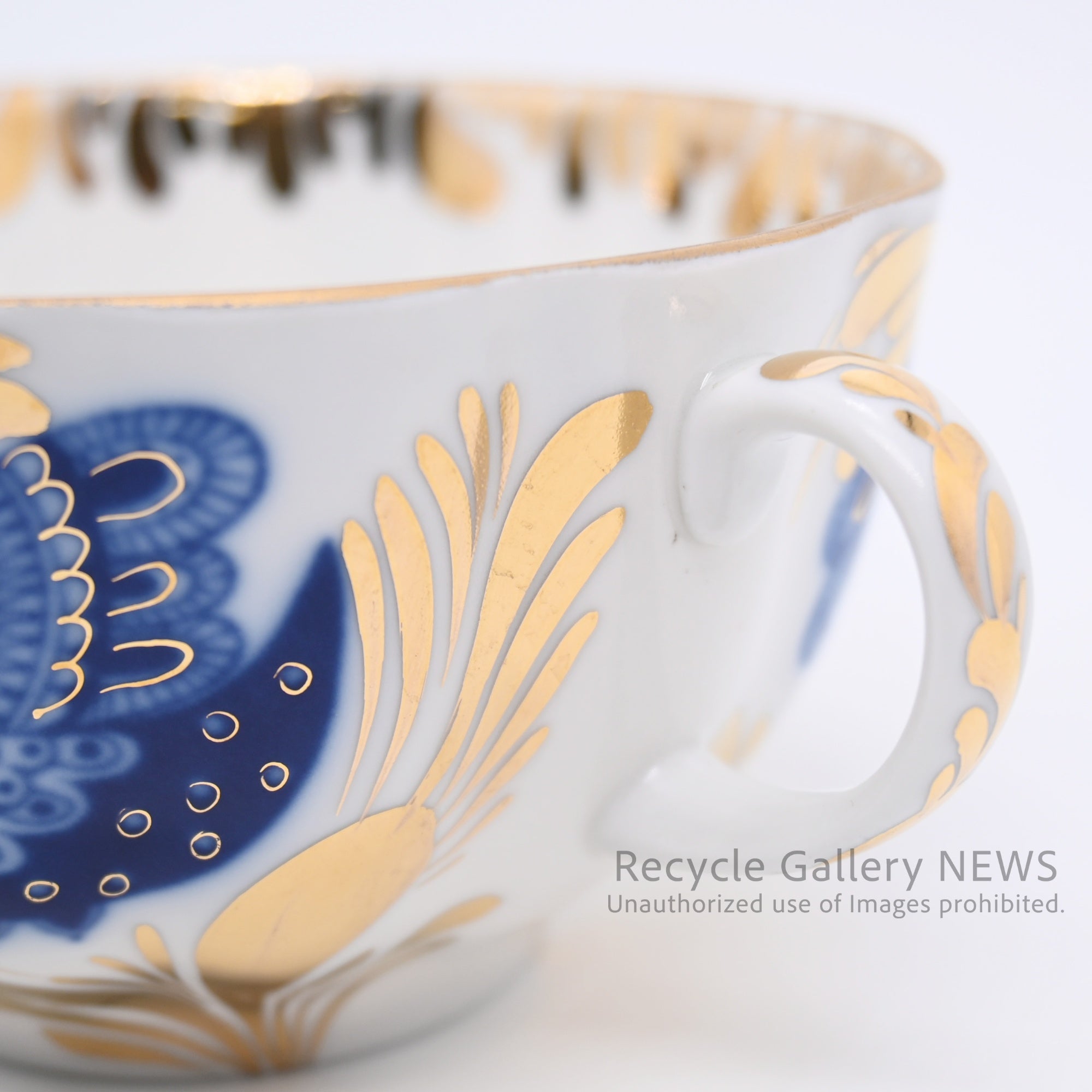 Lomonosov Golden Garden C&S Russian Porcelain White Blue Gold / ロモノーソフ 黄金の庭 カップ＆ソーサー ロシア食器 白 青 金
