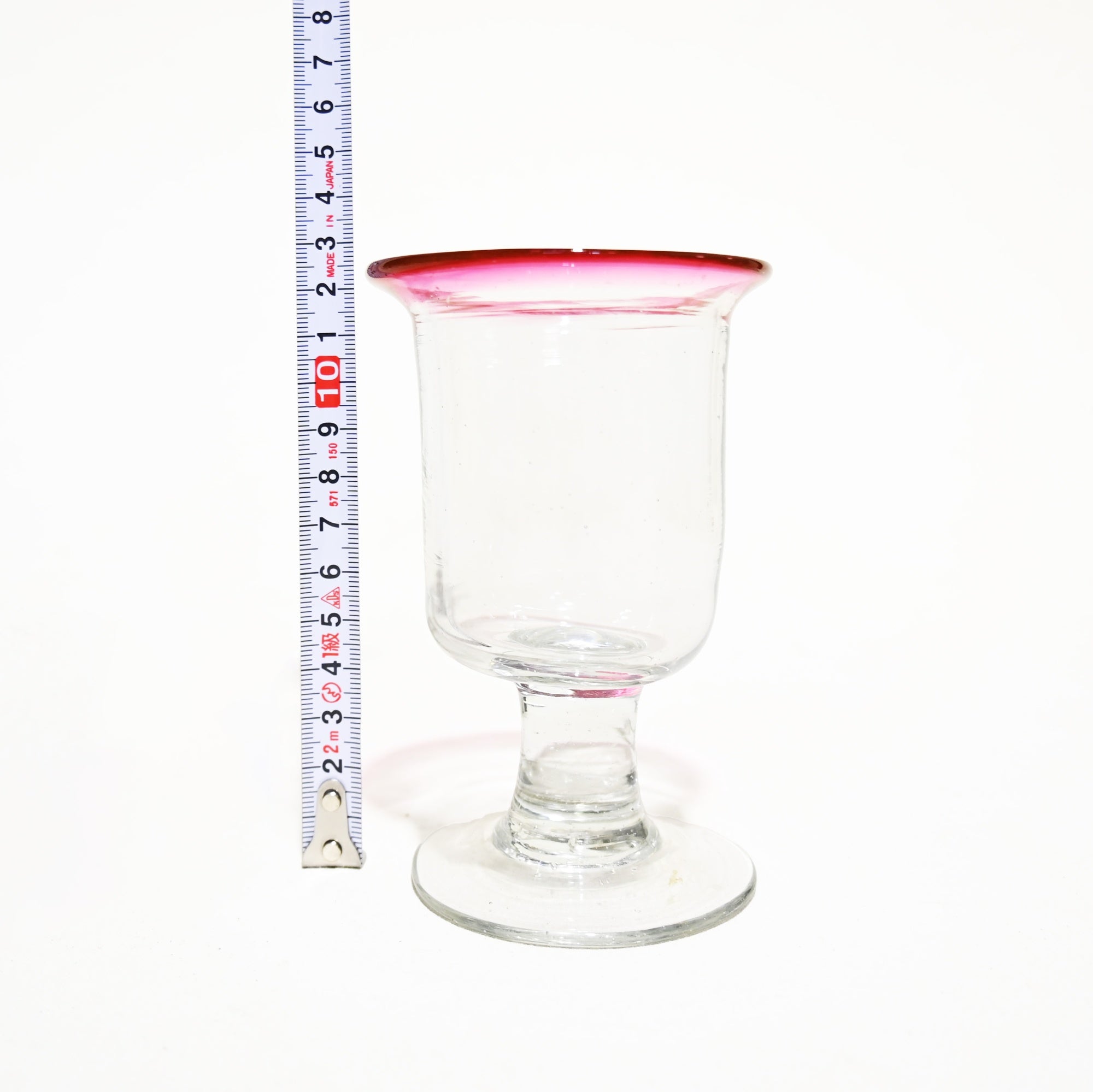 Vintage Japanese Blown Glass Red & Clear Ice Cup Parfait Glass  / パフェグラス ヴィンテージ 和ガラス 吹きガラス 赤＆透明 氷コップ