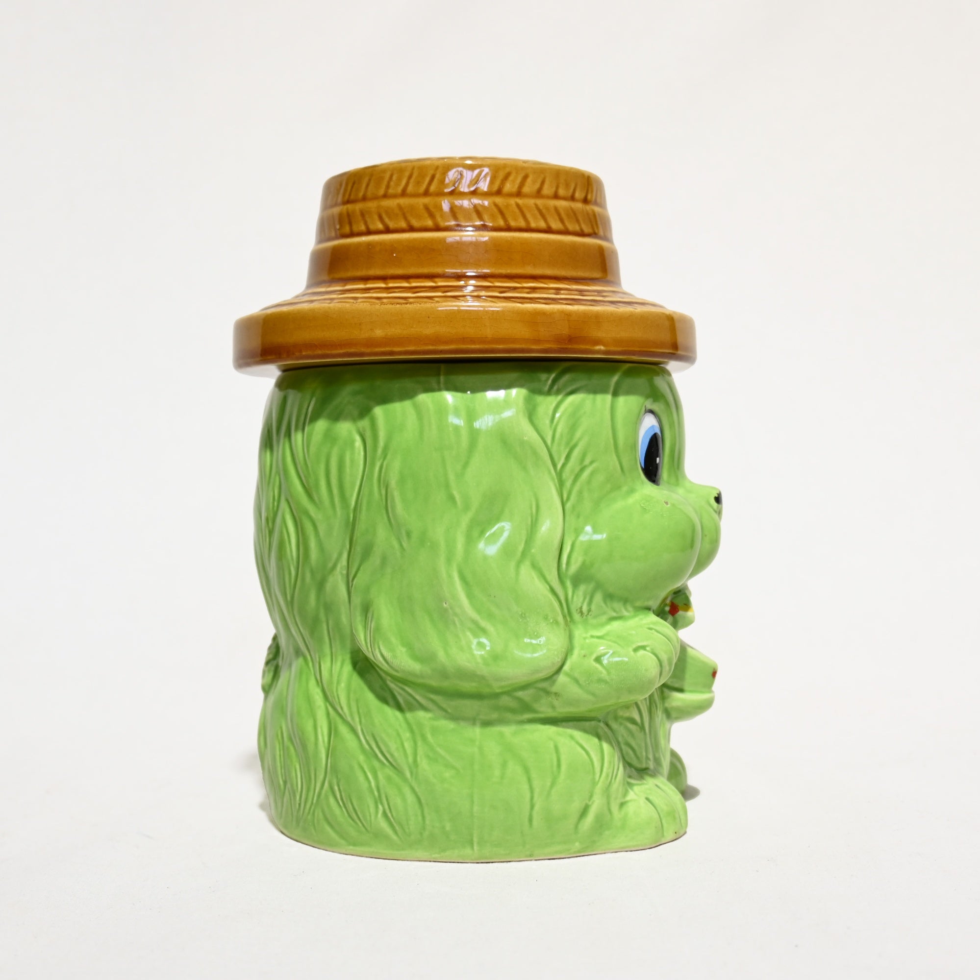 Green Dog Cookie Jar Pot Trinket Box Retro Japan Vintage / グリーンドッグ クッキージャー 昭和レトロ 犬 小物入れ ポット 日本 ヴィンテージ