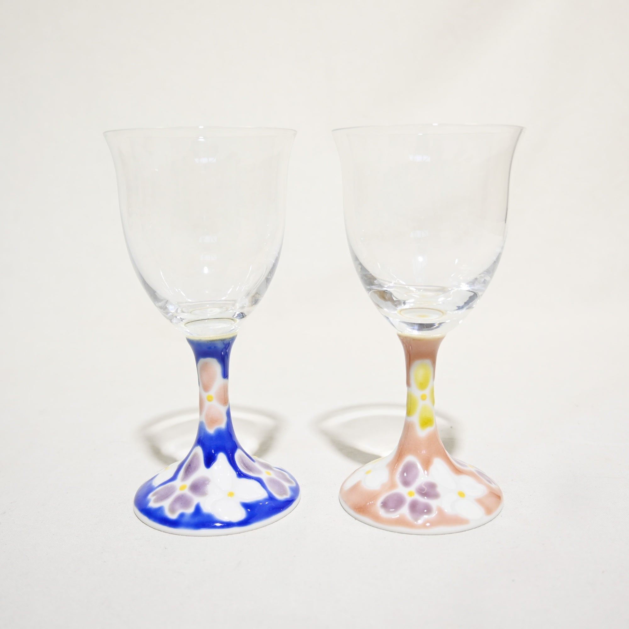 幸山窯 九谷和グラス 桜 ペア 九谷焼 和ガラス 日本 / Kouzan ware Kutani Kozan Japanese Glass Sakura pair