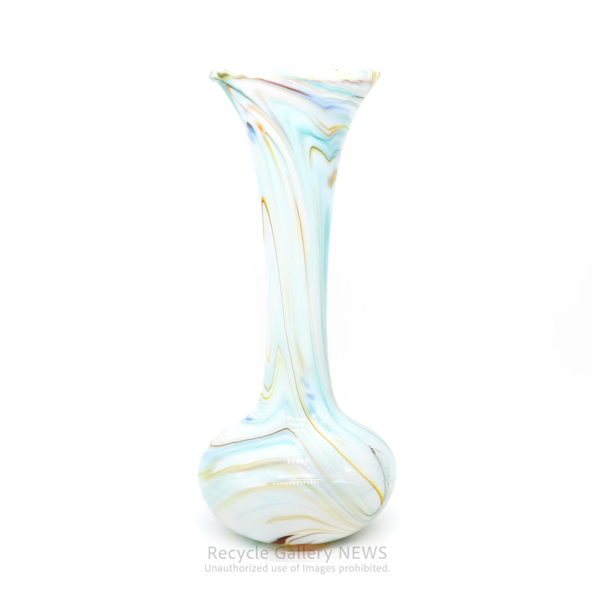 Milky Marble Glass Vase Retro Modern Art Glass / ミルキー マーブル ガラス フラワーベース 花瓶 乳白色 レトロモダン アートガラス