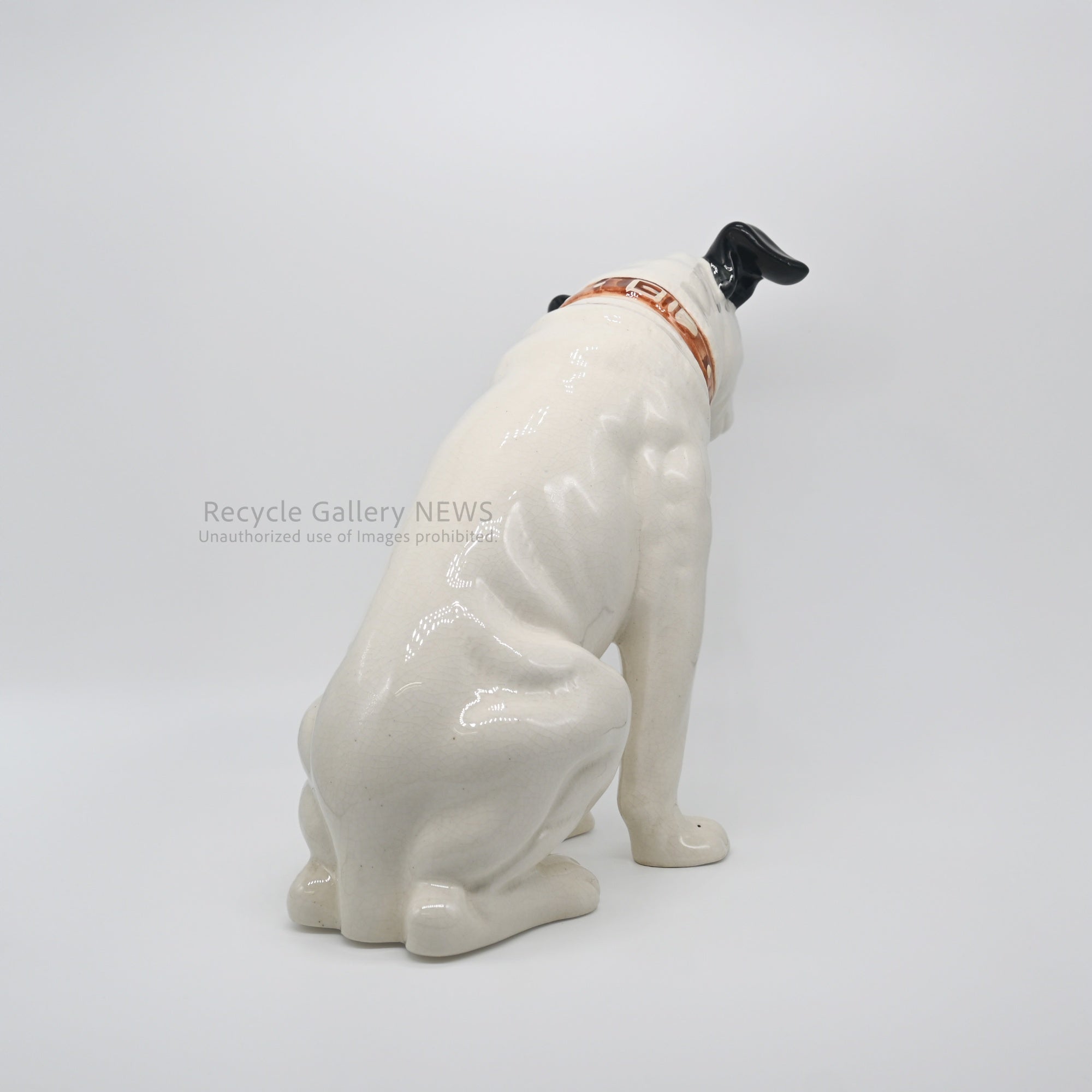 His Master's Voice "Nipper" Vintage Ceramic Dog Figurine Ornament Victor White / 『主人の声』ビクター犬 ニッパー 陶器フィギュリン オブジェ 犬の置物 オーディオ レトロ 白