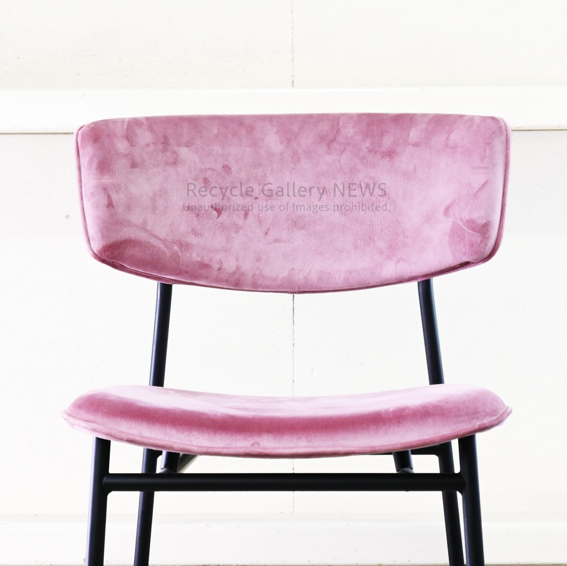 Calligaris Fifties Dining Chair Black Rose Pink-Velvet Italian Modern Furniture / カリガリス フィフティーズ ダイニングチェア ローズピンク ブラック ベルベット イタリア モダン家具