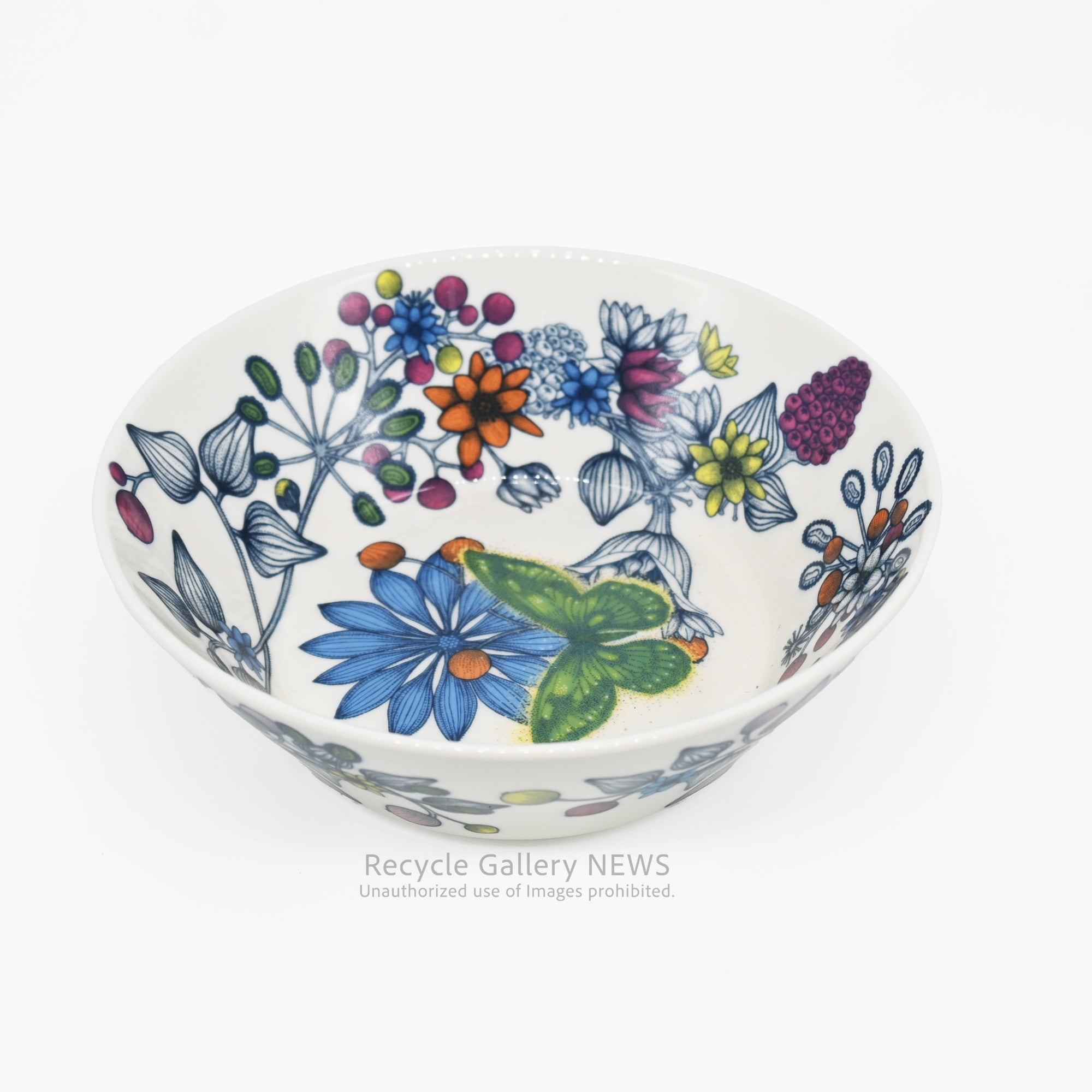 ARABIA RUNO Finland  "Butterfly" Floral Bowl White Porcelain / アラビア ルノ バタフライボウル フィンランド 花柄 白磁
