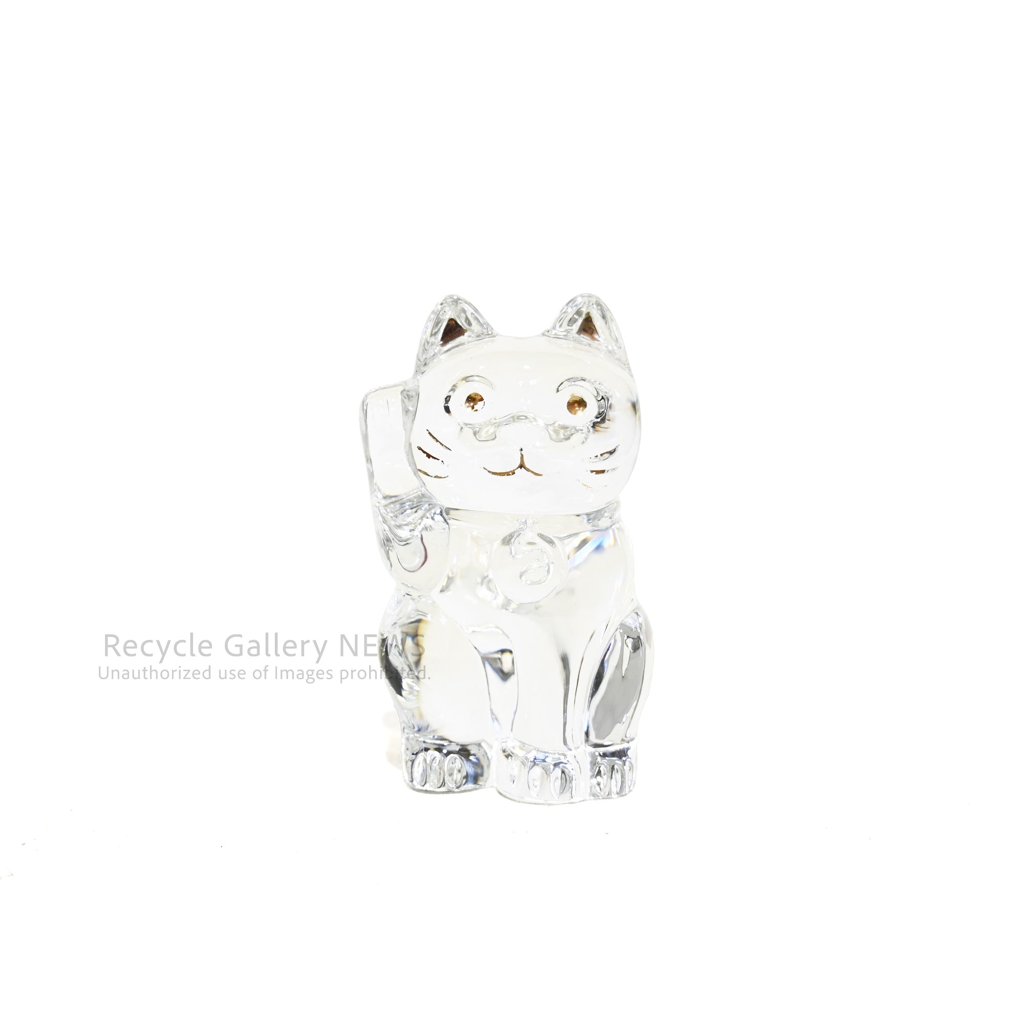 Baccarat Maneki-Neko Lucky Cat Fortune Cat Clear Crystal Glass